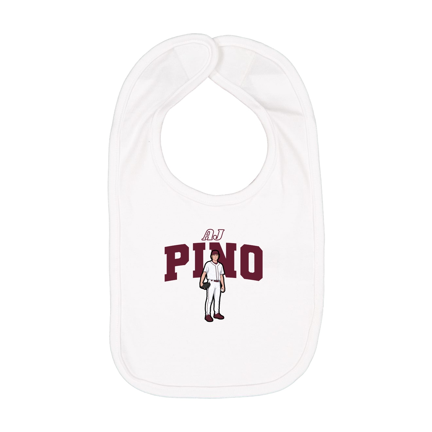 Infant Bib — Name Arch in White