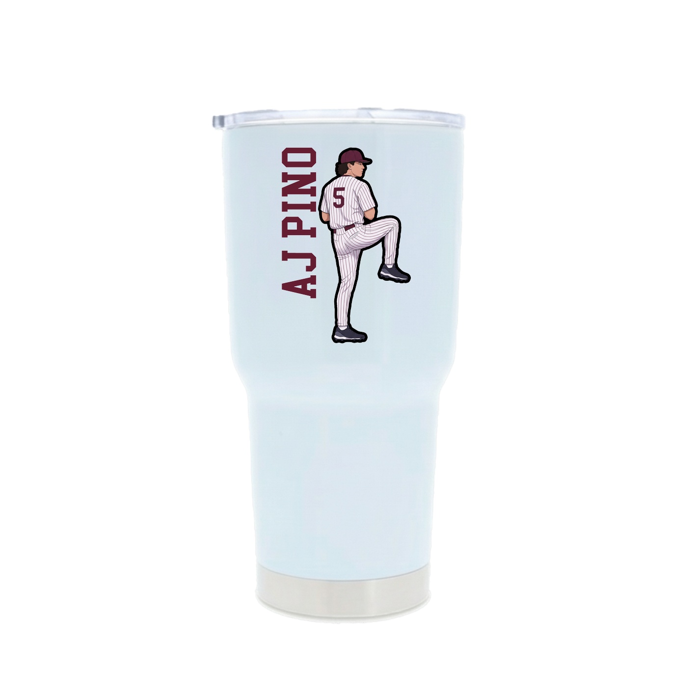 30oz Stainless Steel Tumbler — Name Vertical in White