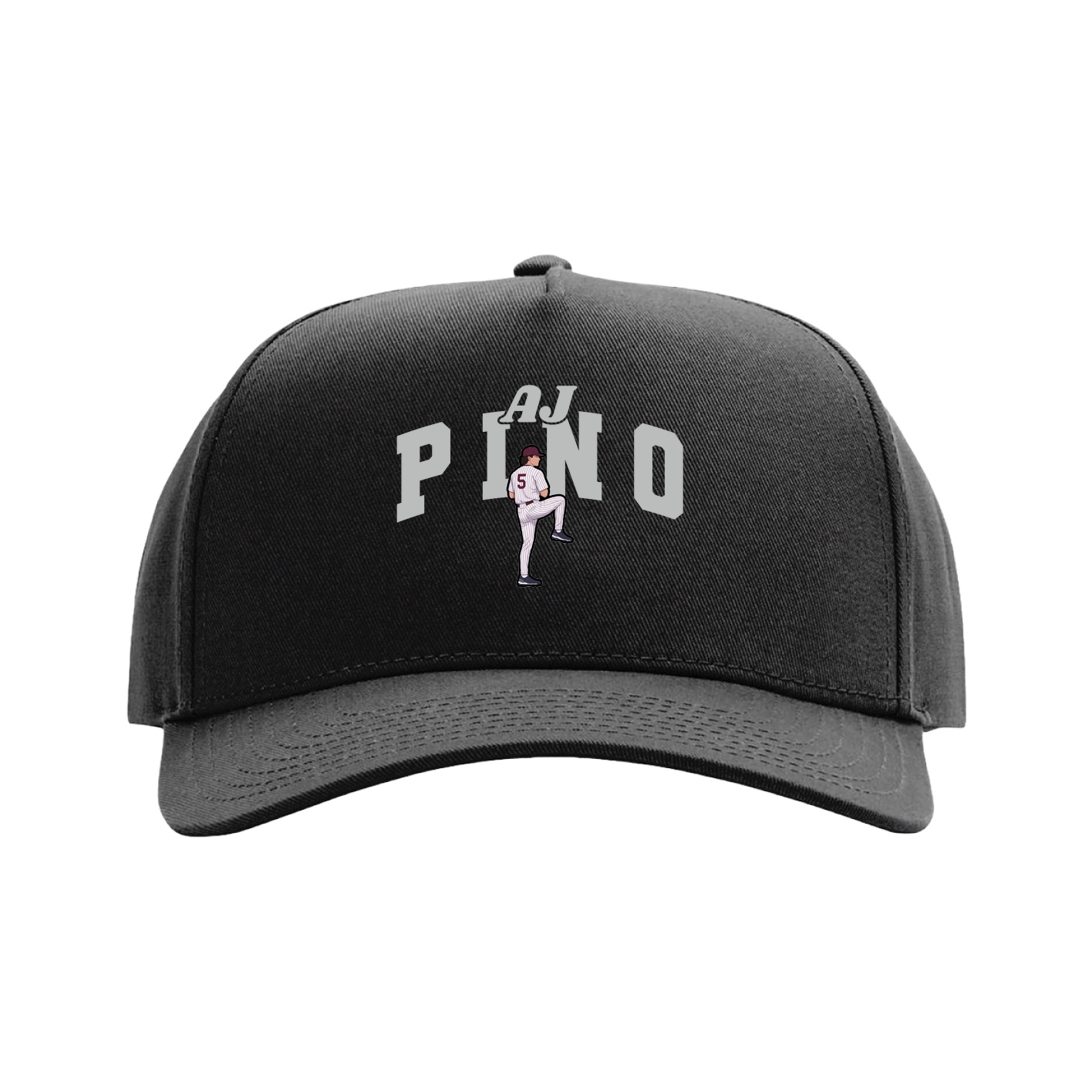 Full Fabric Five-Panel Champ Cap — Signature Arch in Black
