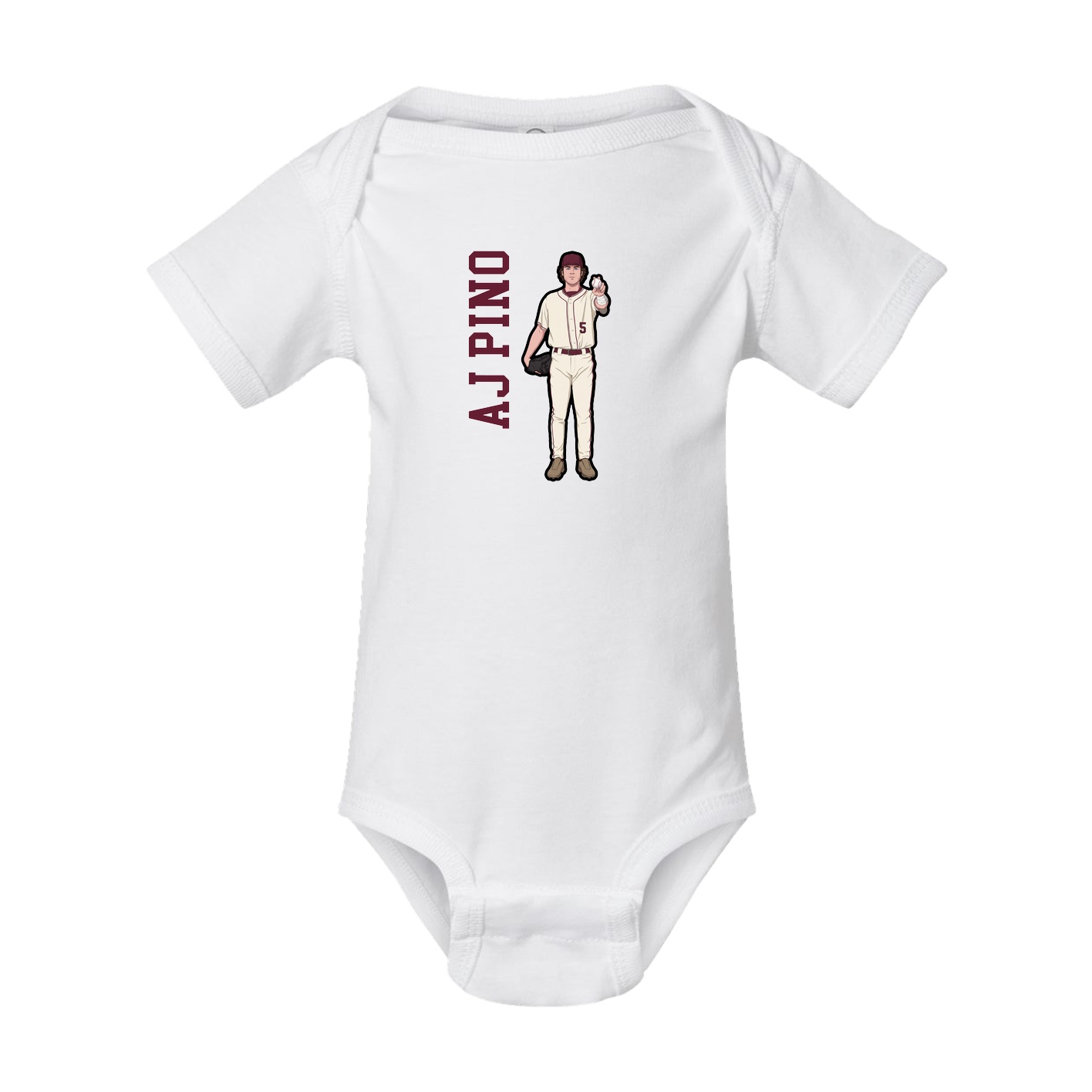 Baby Onesie — Name Vertical in White