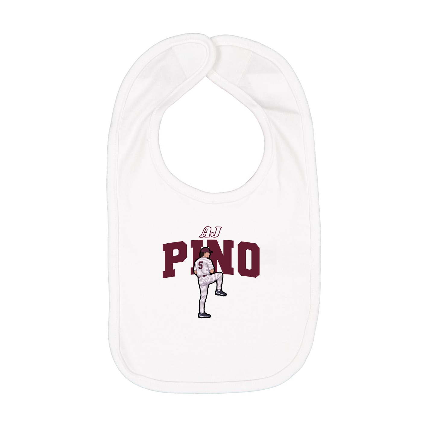 Infant Bib — Name Arch in White