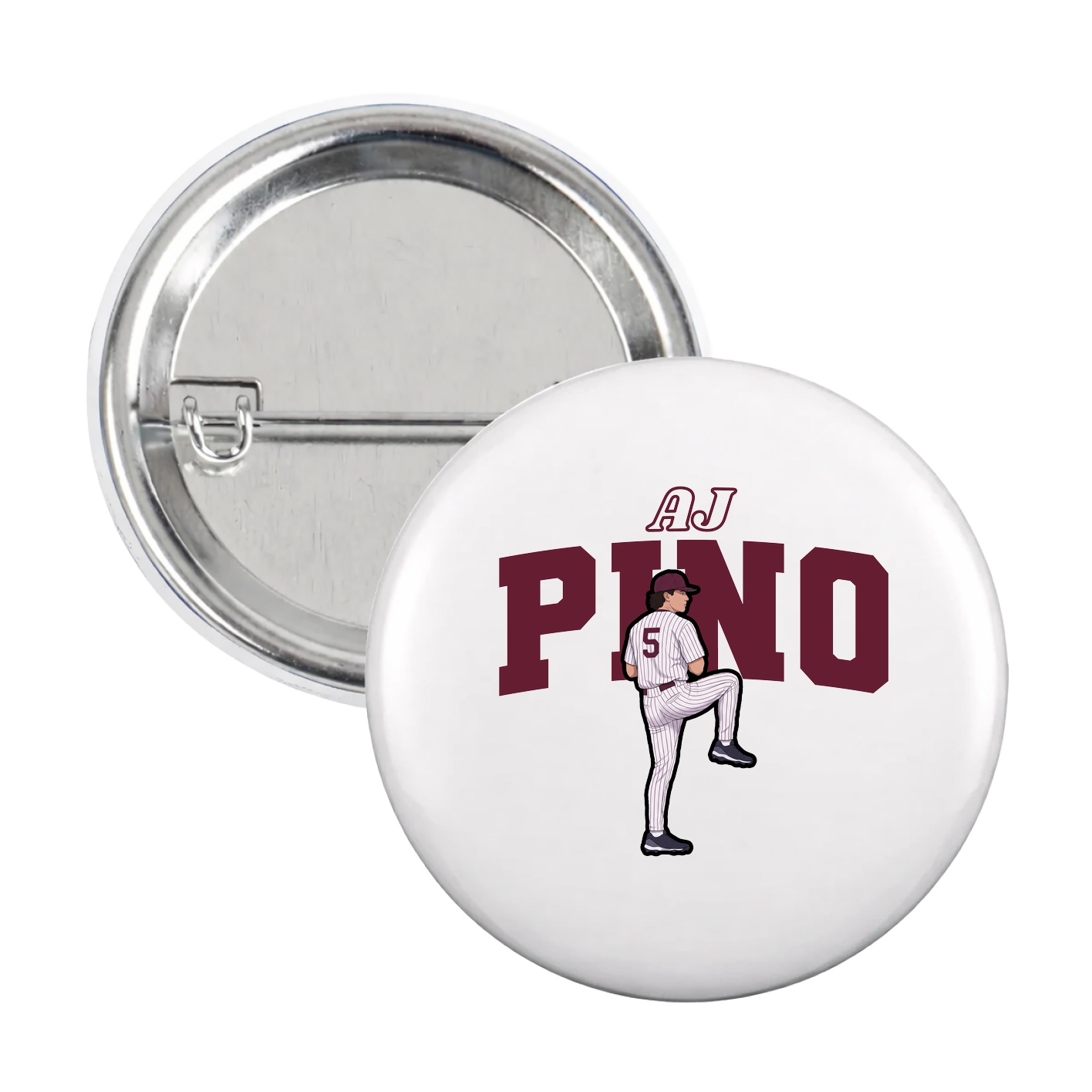 Game Day Button — Name Arch in White