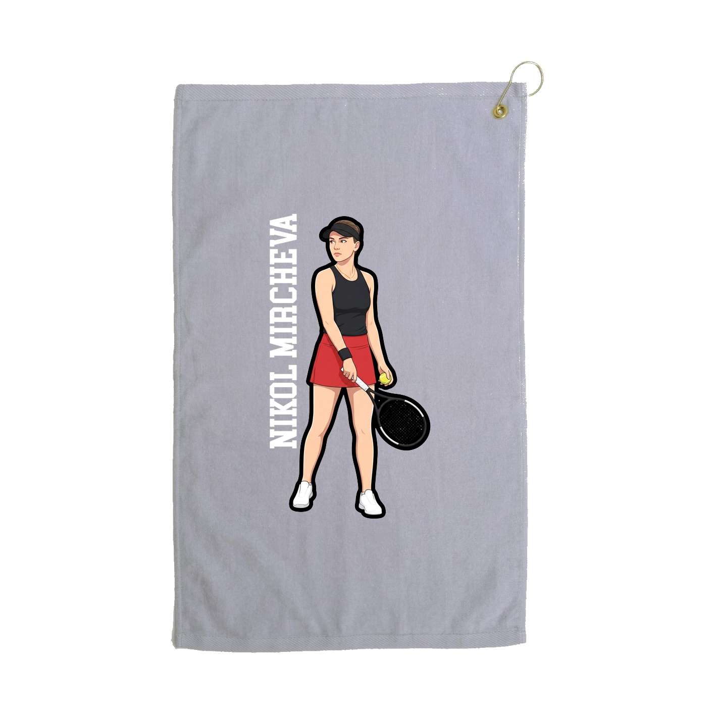 Golf Towel — Name Vertical in Grey