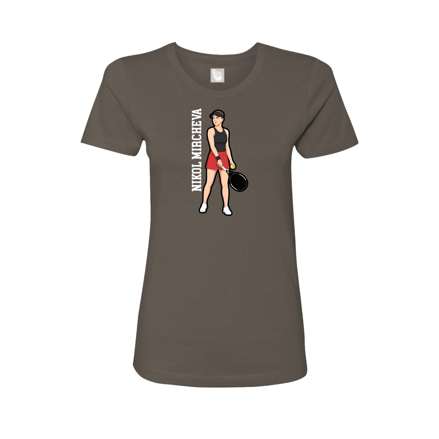 Fitted Women's Tee — Name Vertical in Grey