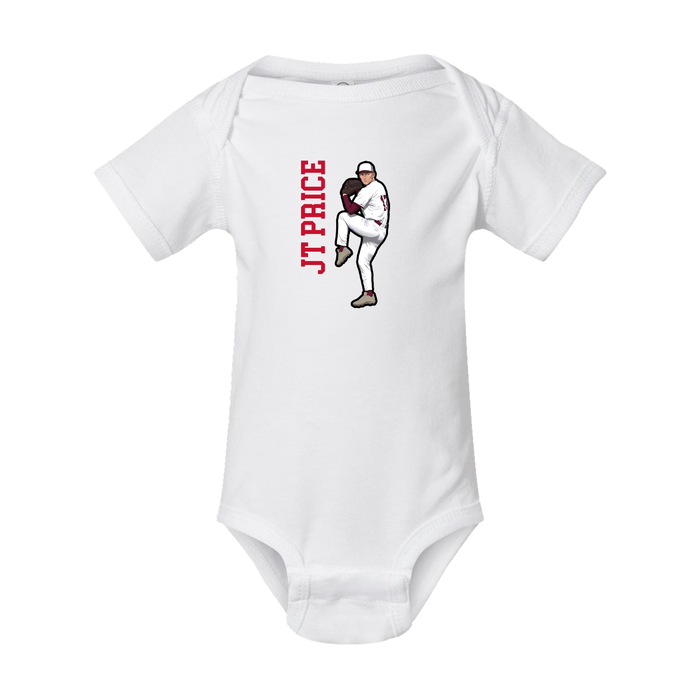 Baby Onesie — Name Vertical in White