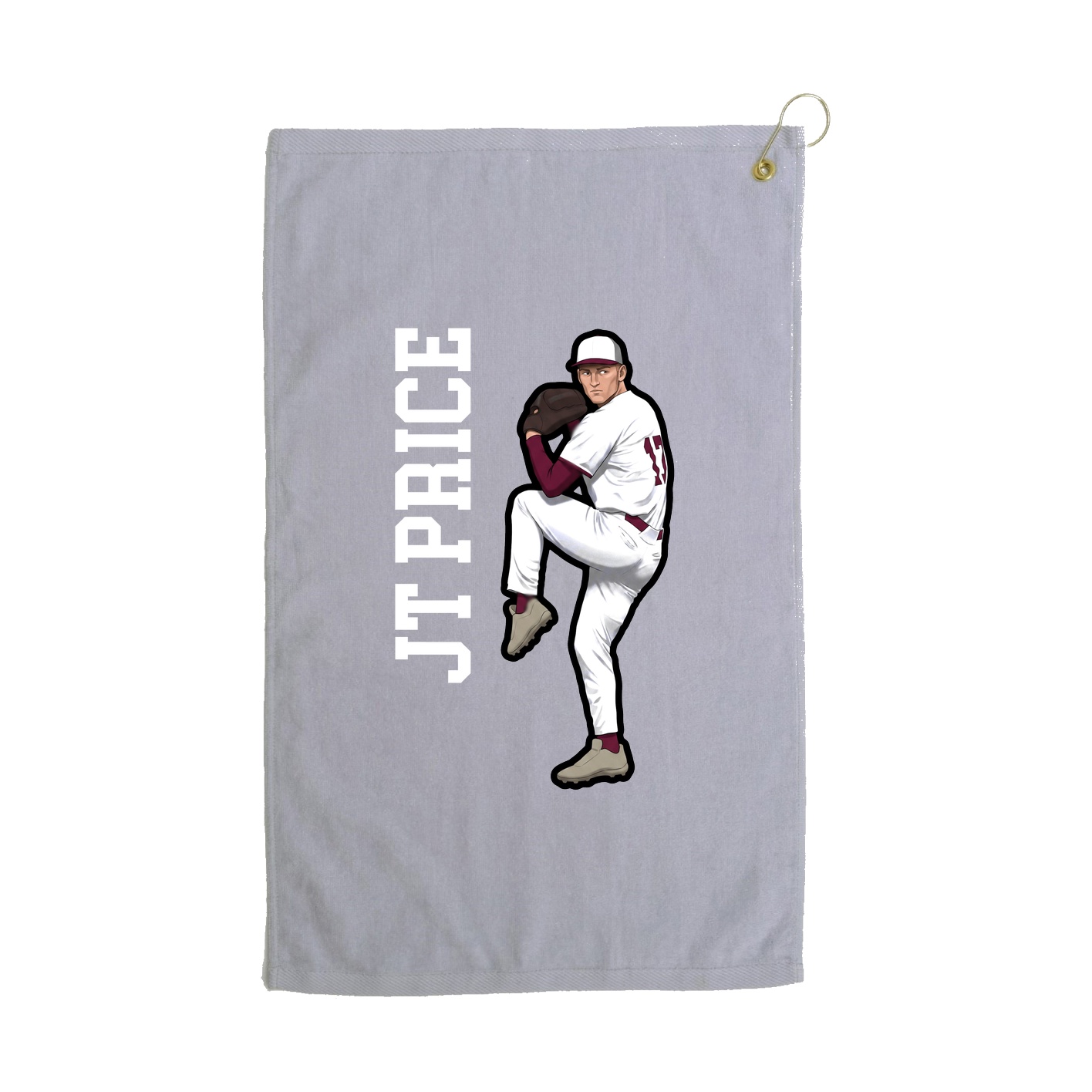 Golf Towel — Name Vertical in Grey