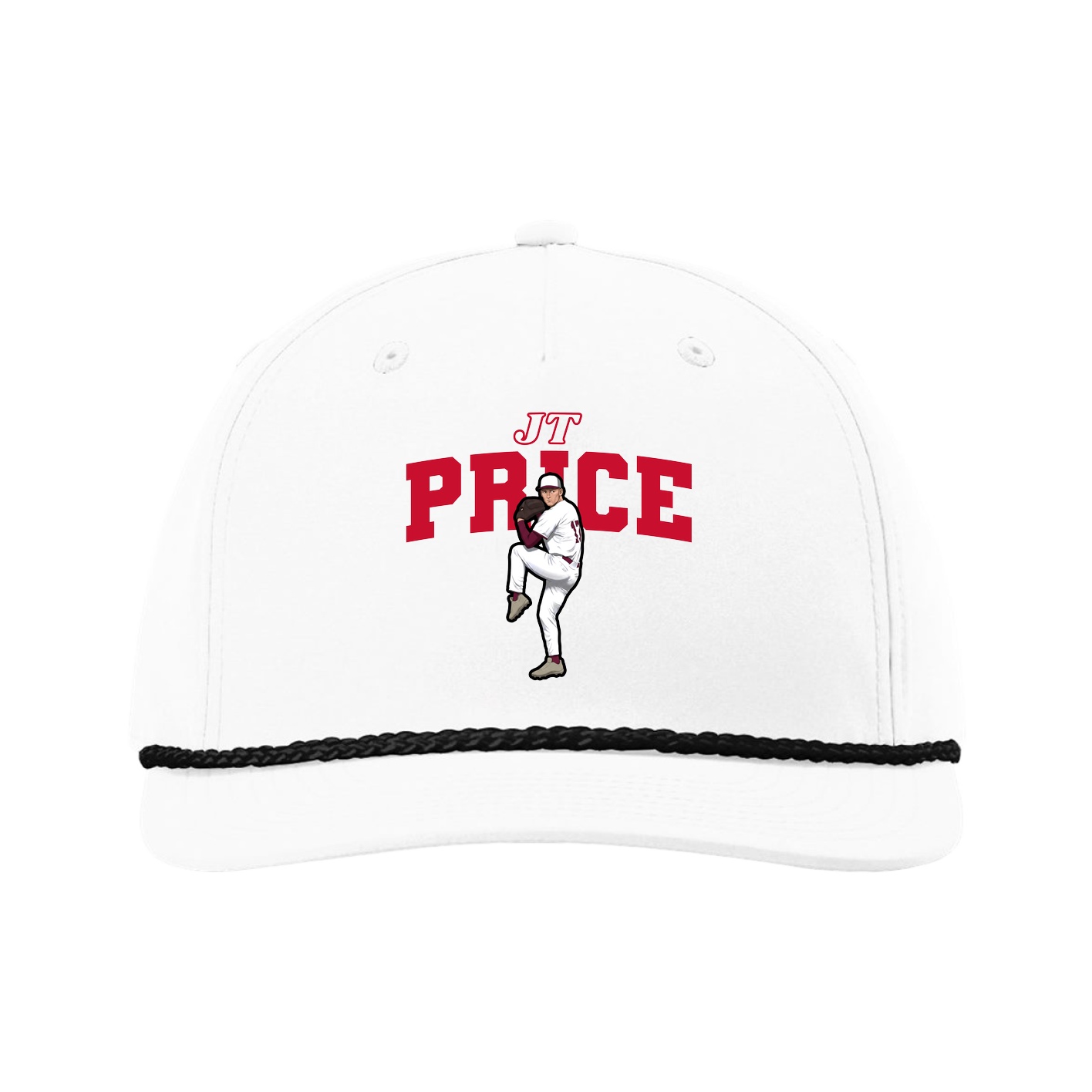 Five-Panel Classic Rope Cap — Name Arch in White