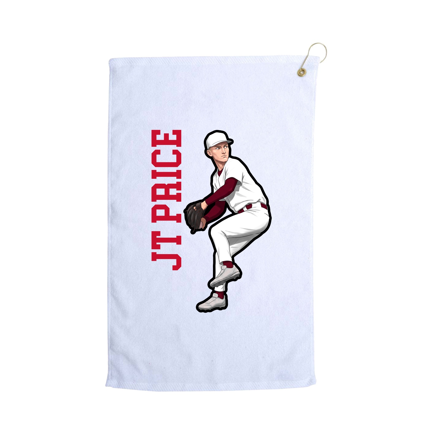 Golf Towel — Name Vertical in White