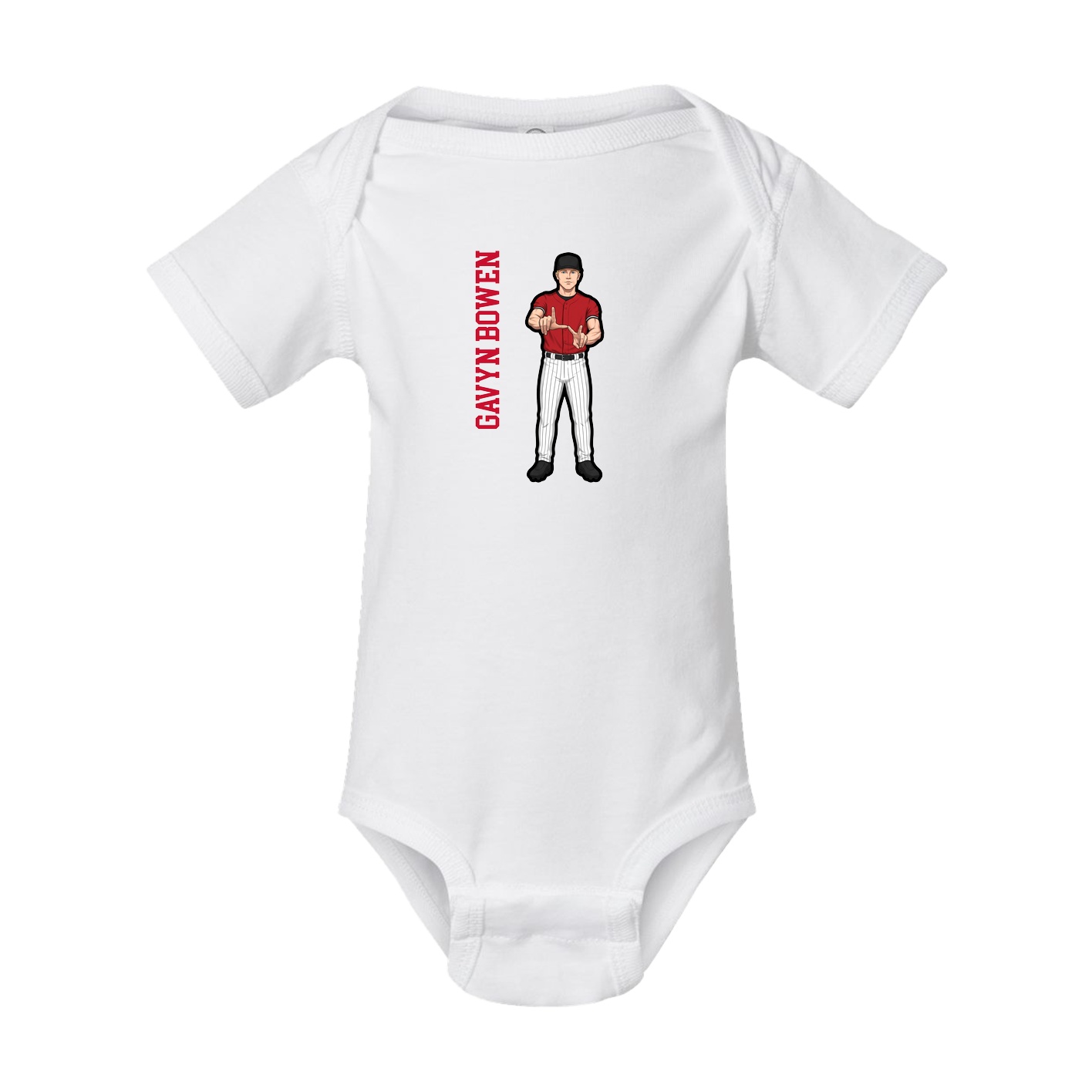 Baby Onesie — Name Vertical in White
