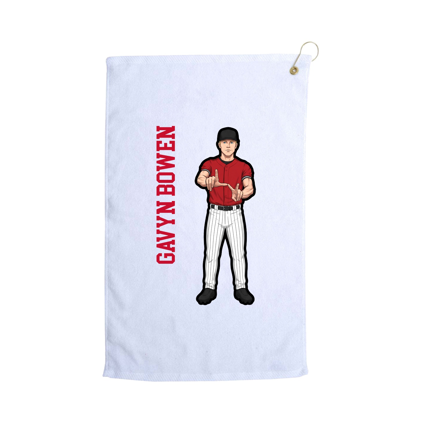 Golf Towel — Name Vertical in White