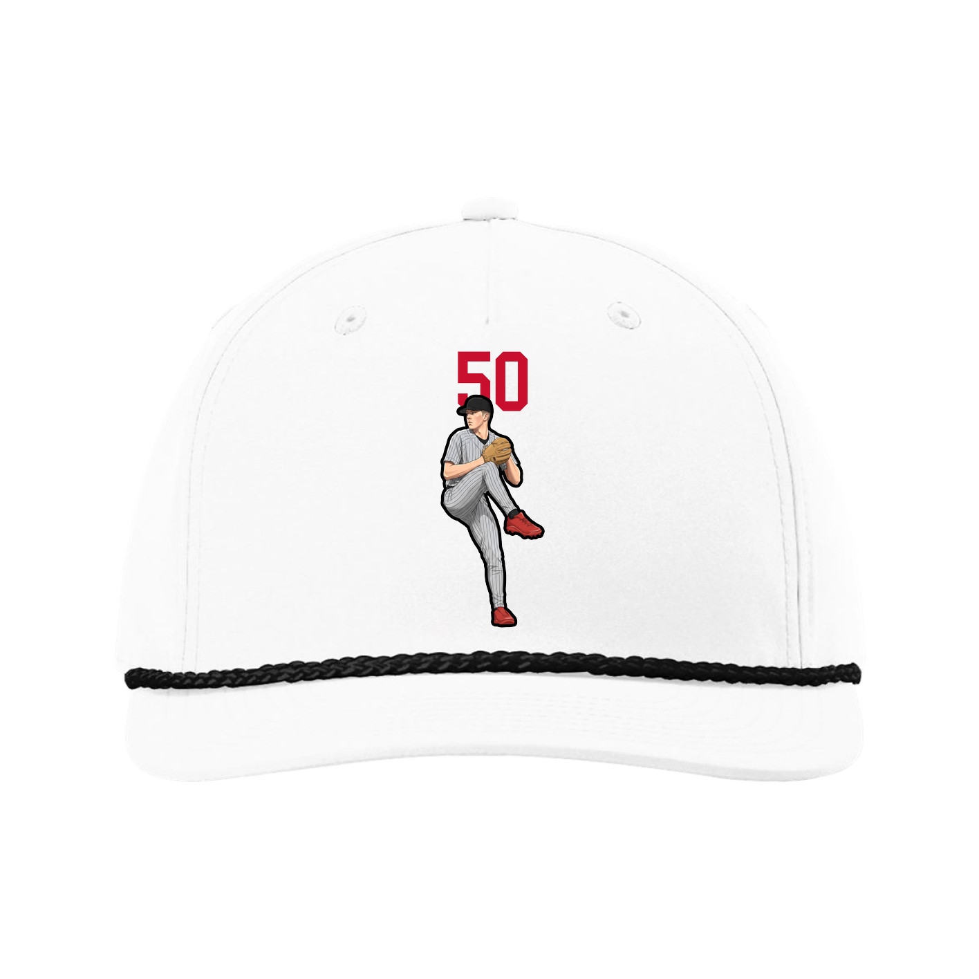 Five-Panel Classic Rope Cap — Number Top in White