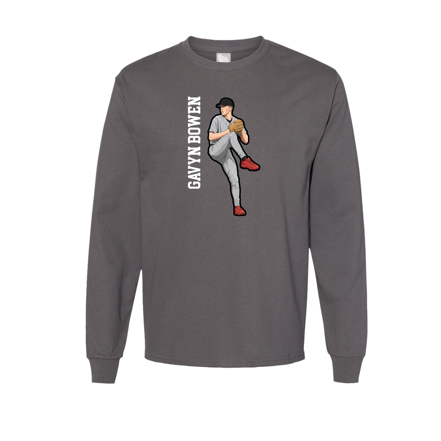 Long Sleeve Tee — Name Vertical in Grey