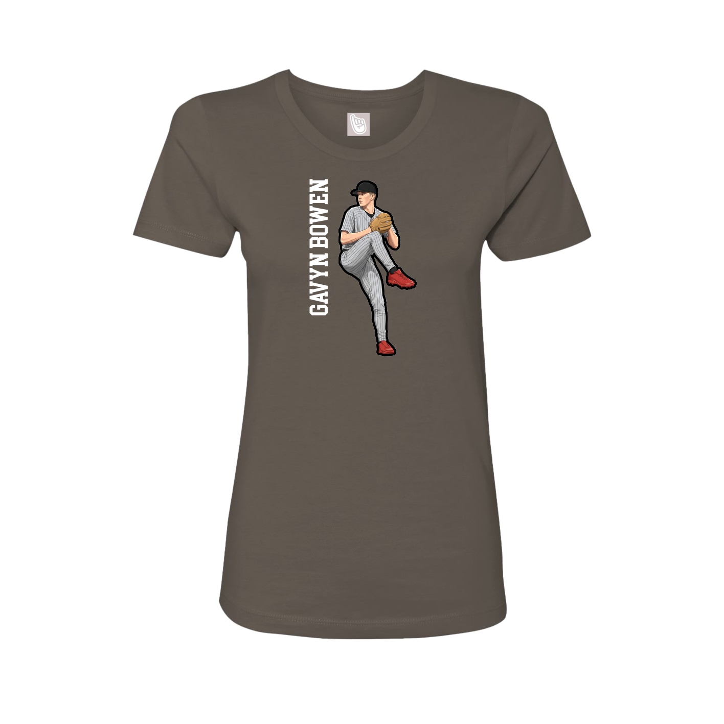 Womens Tee — Name Vertical in Grey