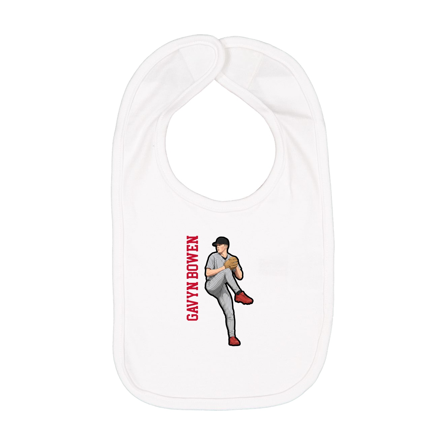Infant Bib — Name Vertical in White