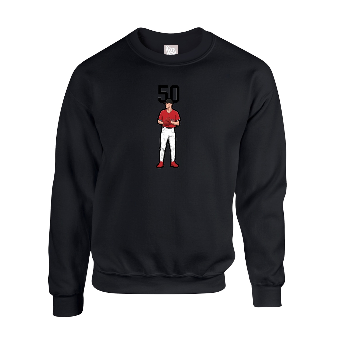 Fleece Crew — Number Top in Black