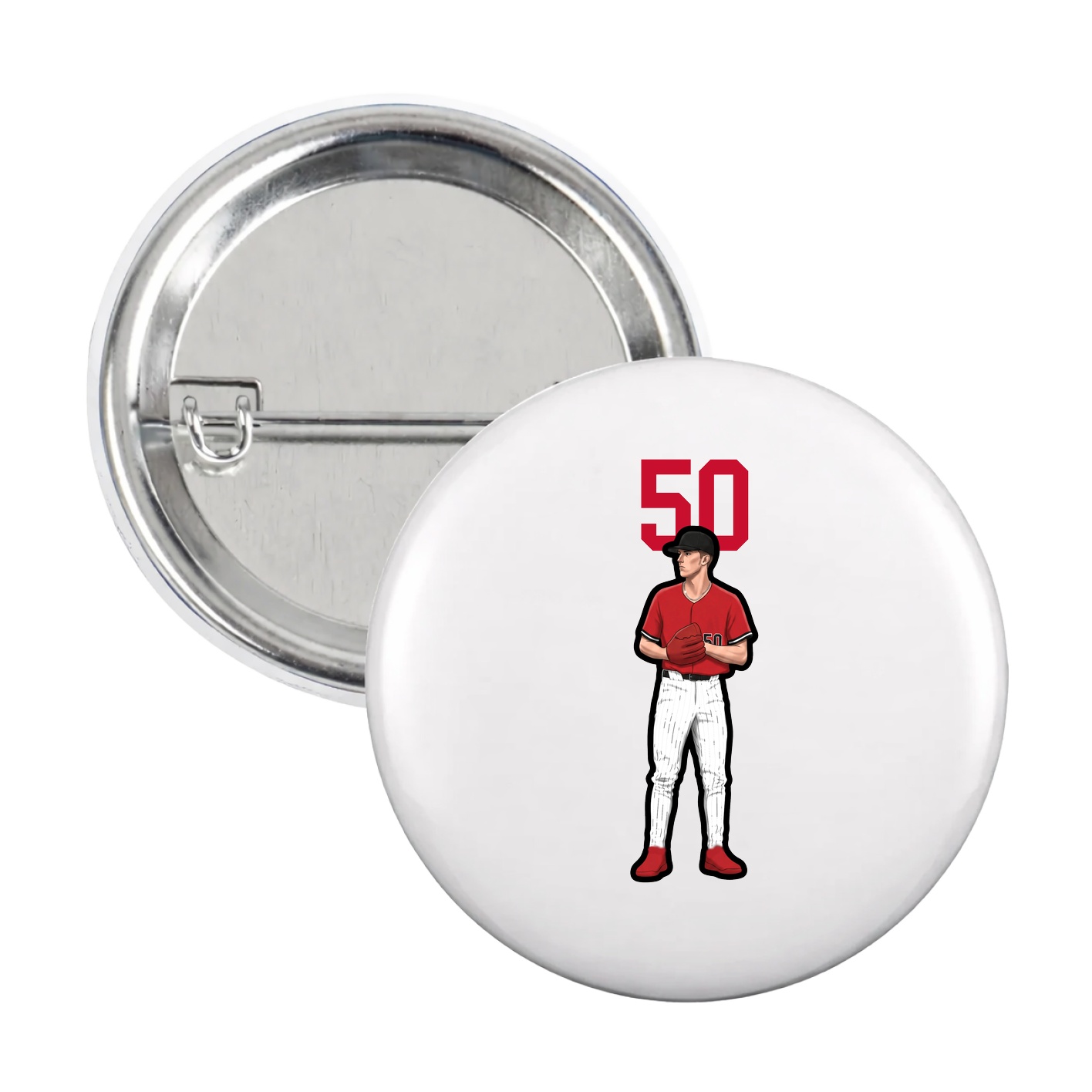 Game Day Button — Number Top in White