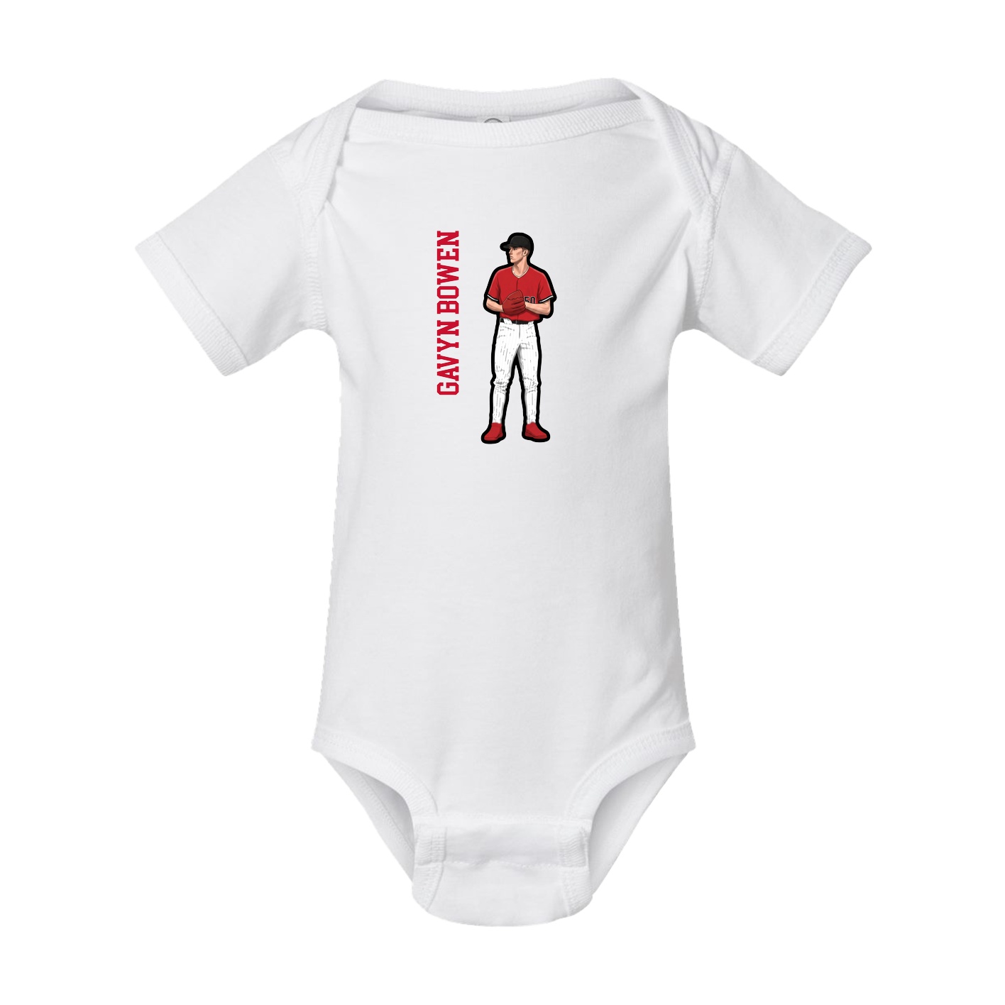 Baby Onesie — Name Vertical in White