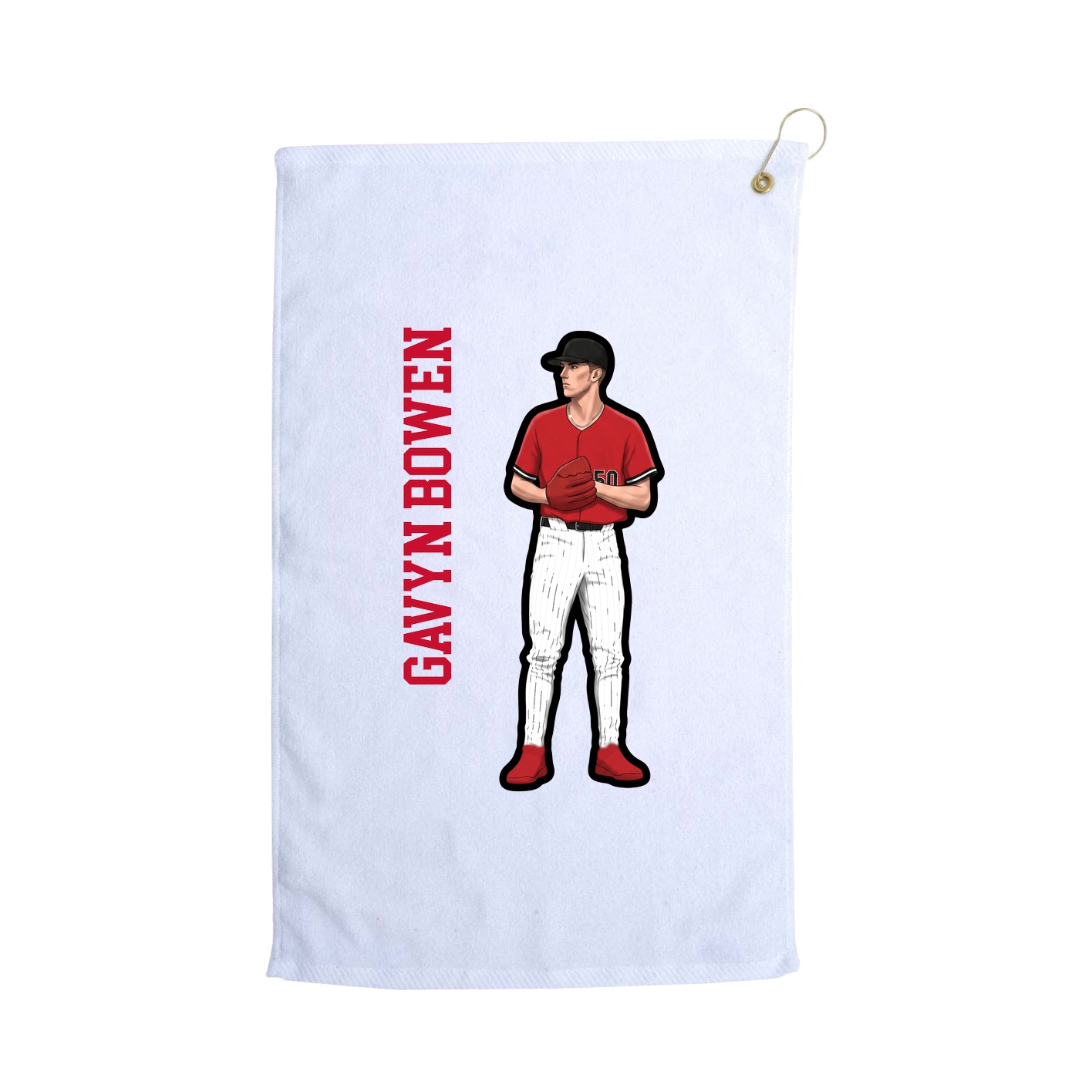 Golf Towel — Name Vertical in White