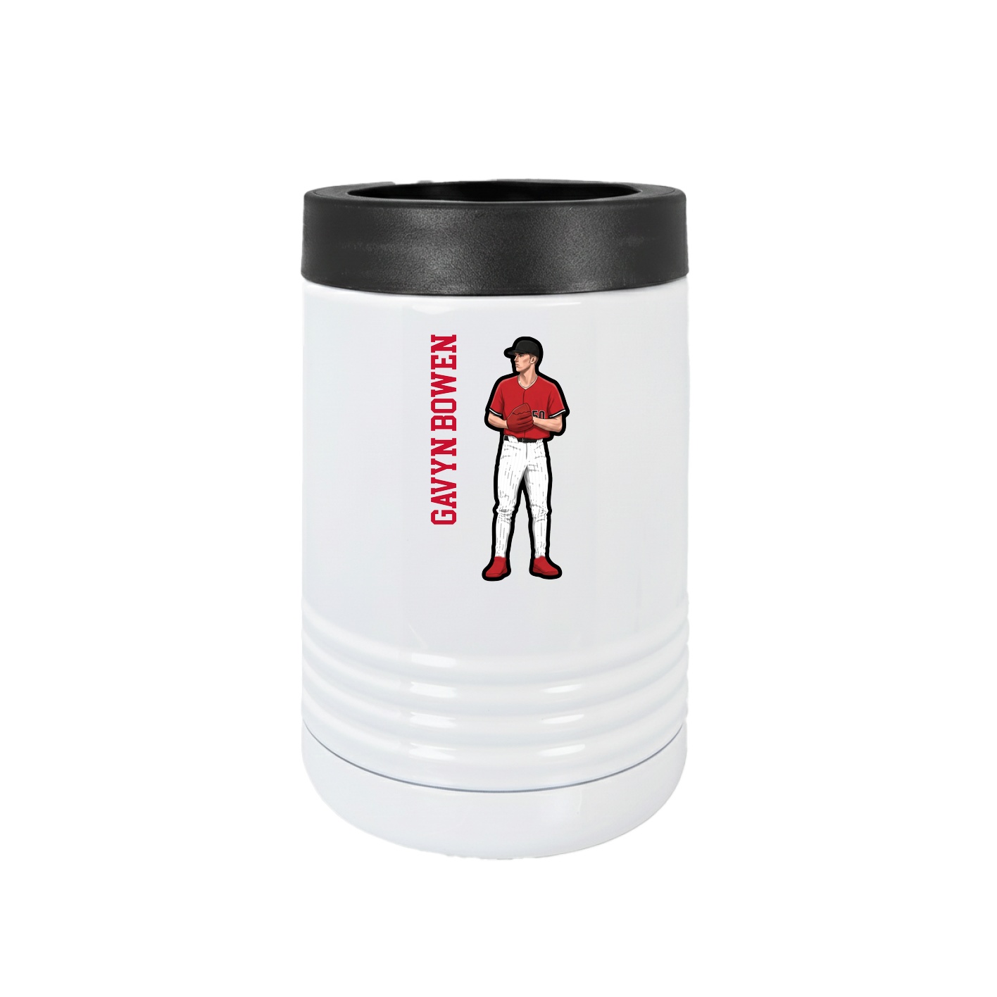Beverage Holder — Name Vertical in White