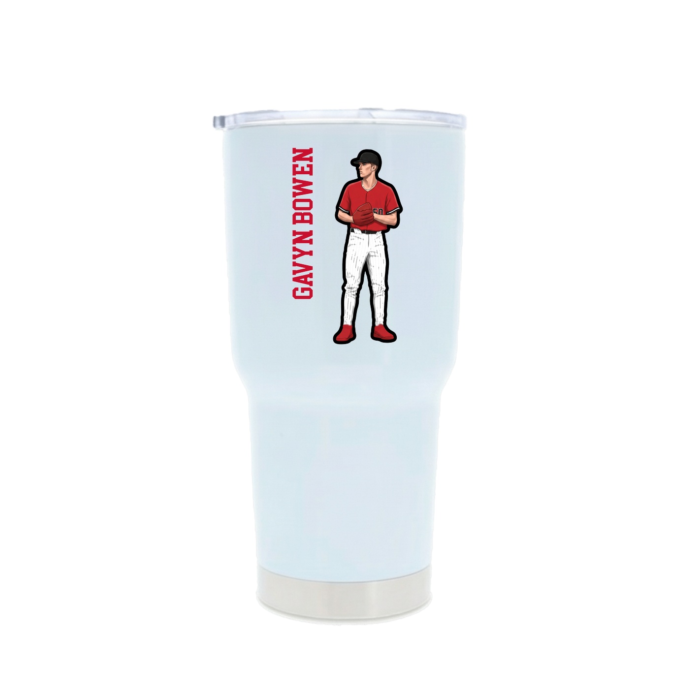 30oz Stainless Steel Tumbler — Name Vertical in White