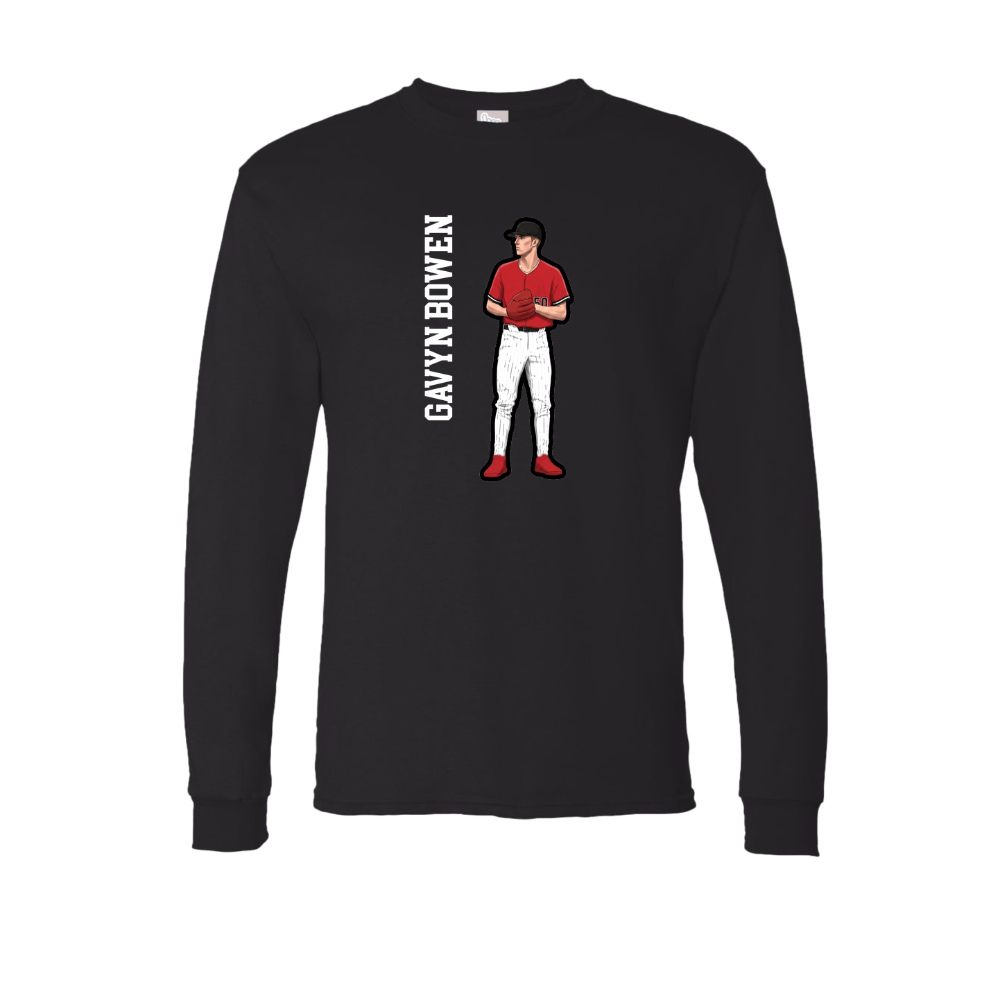 Long Sleeve Tee — Name Vertical in Black