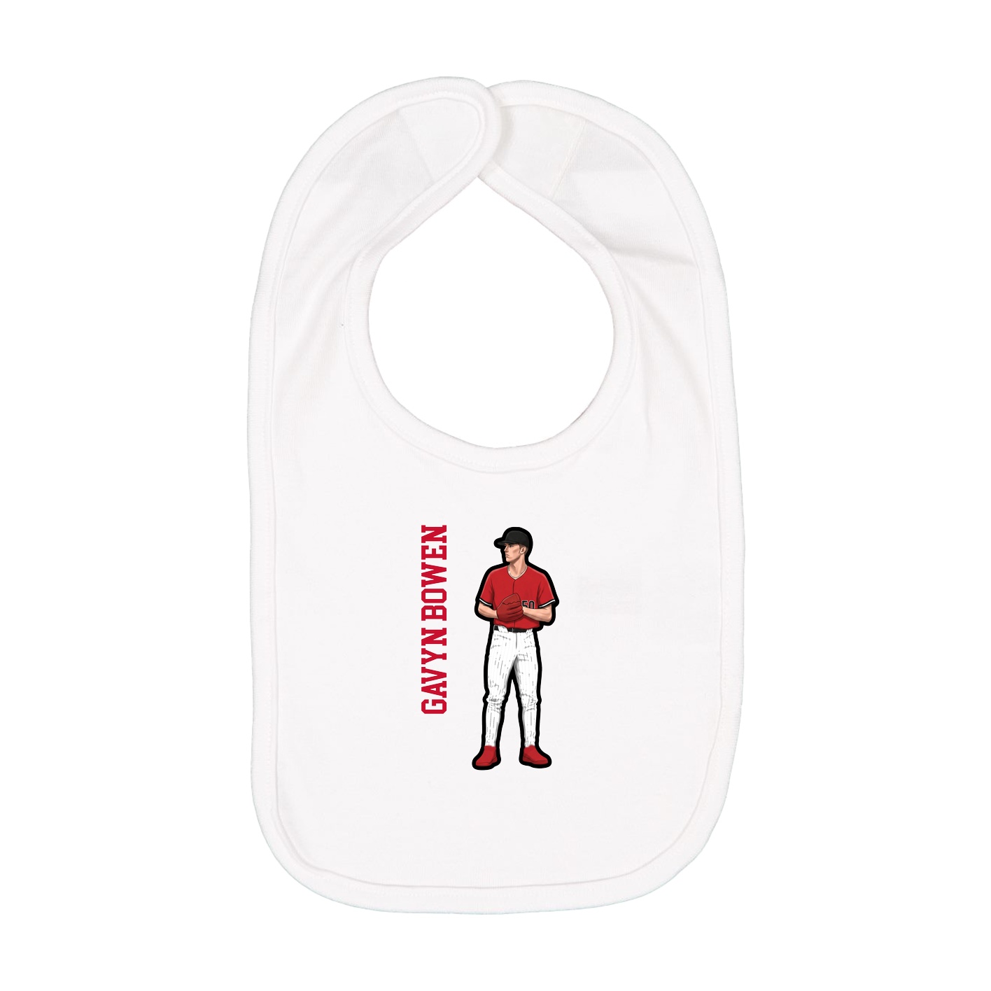 Infant Bib — Name Vertical in White