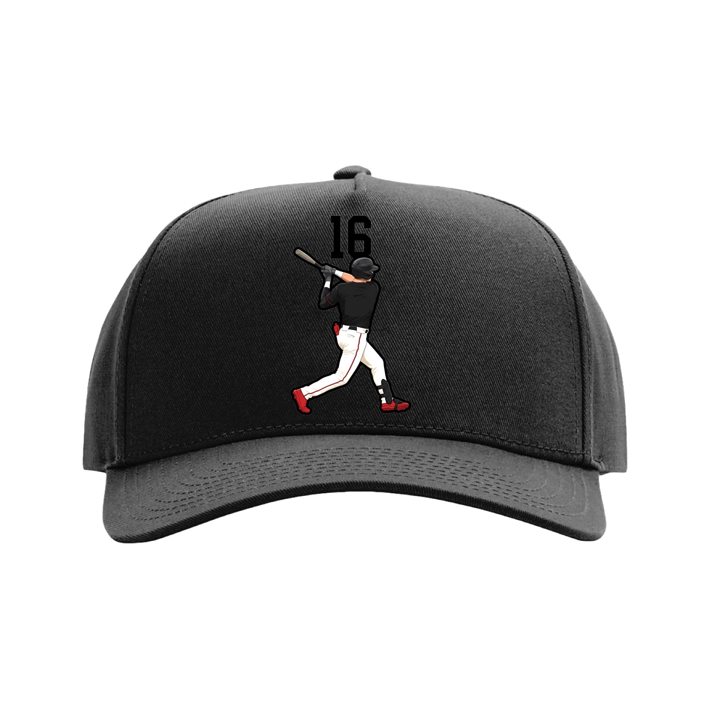 Full Fabric Five-Panel Champ Cap — Number Top in Black
