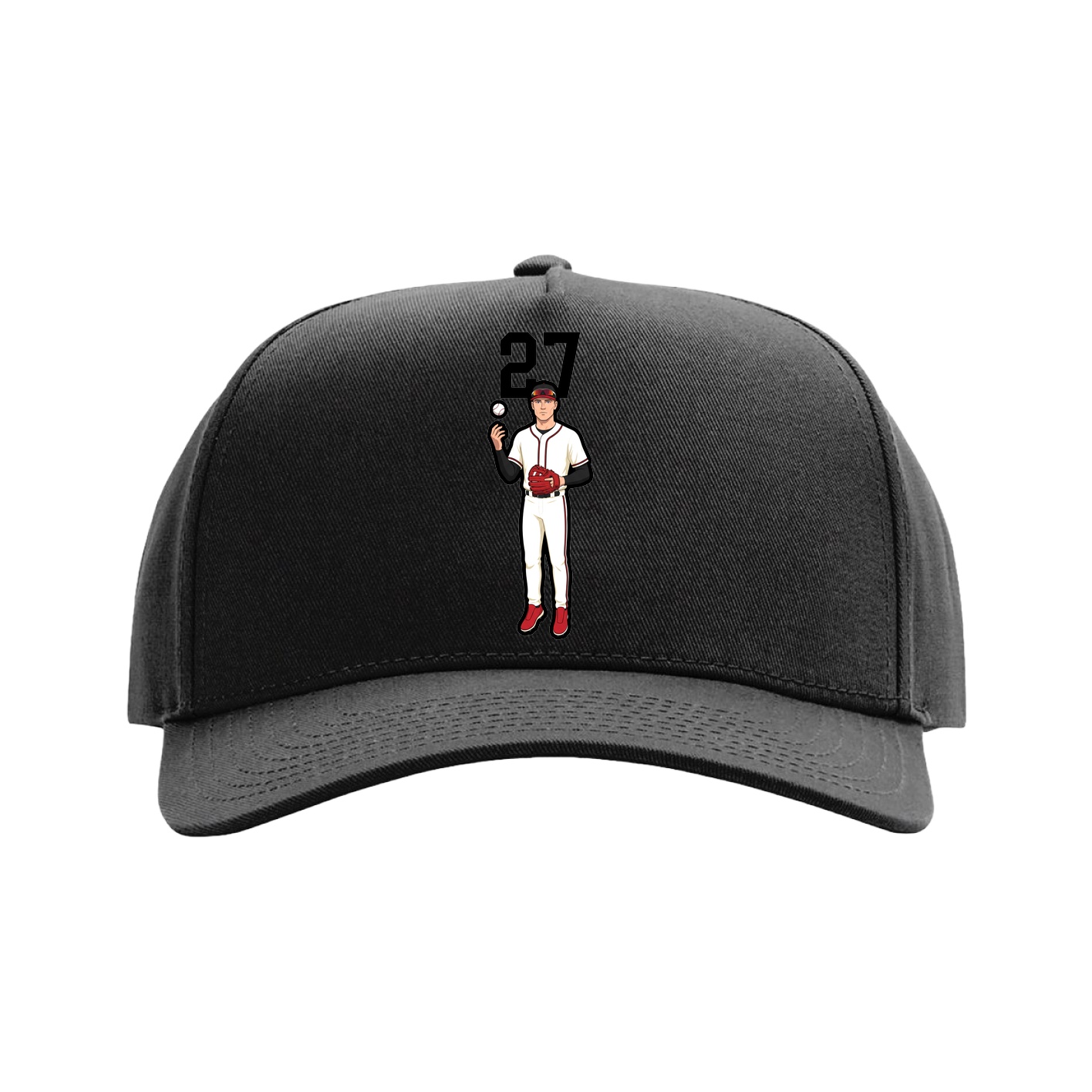 Full Fabric Five-Panel Champ Cap — Number Top in Black