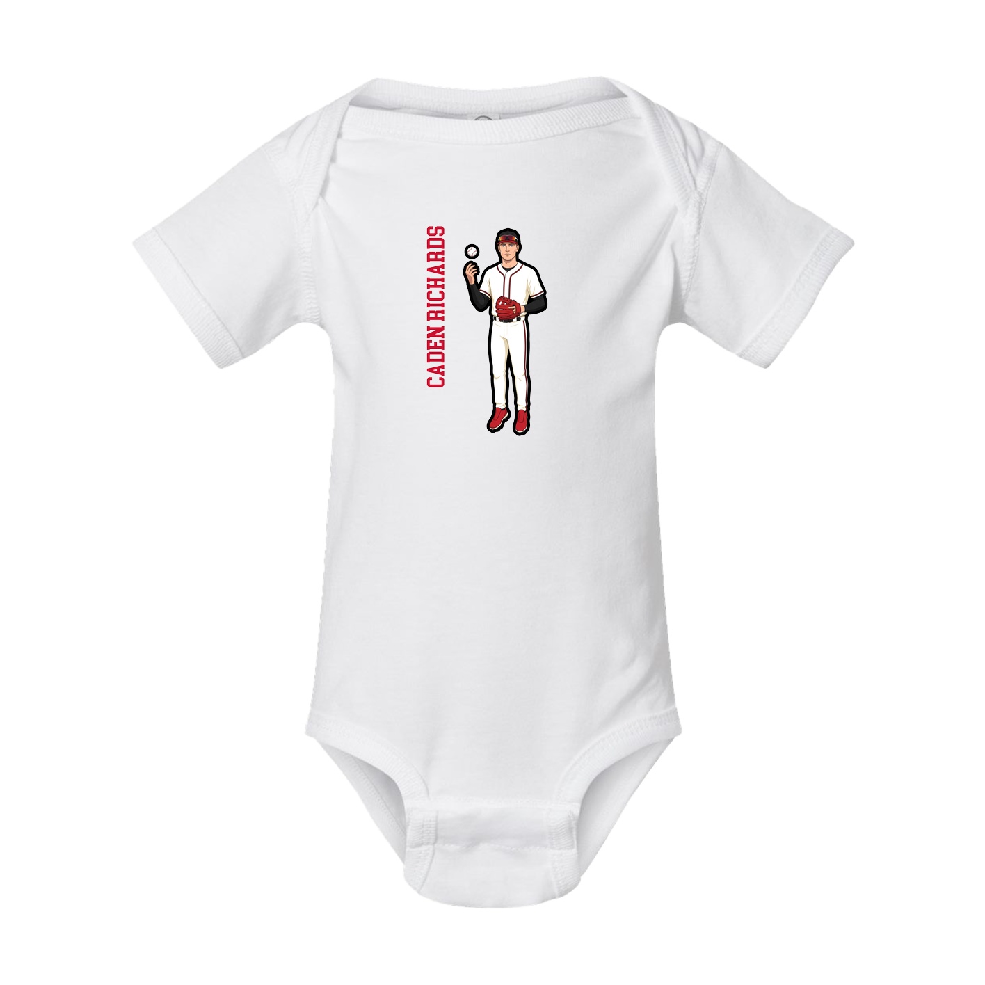 Baby Onesie — Name Vertical in White