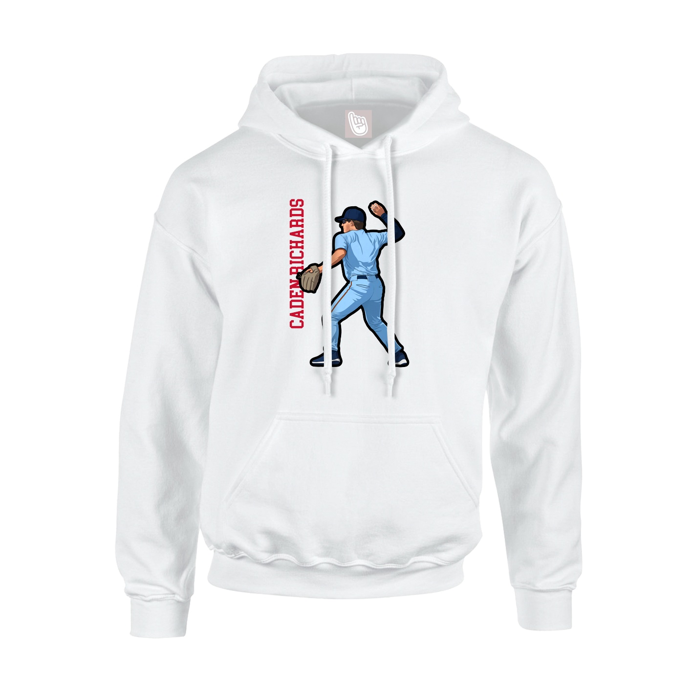 Youth Hoodie — Name Vertical in White