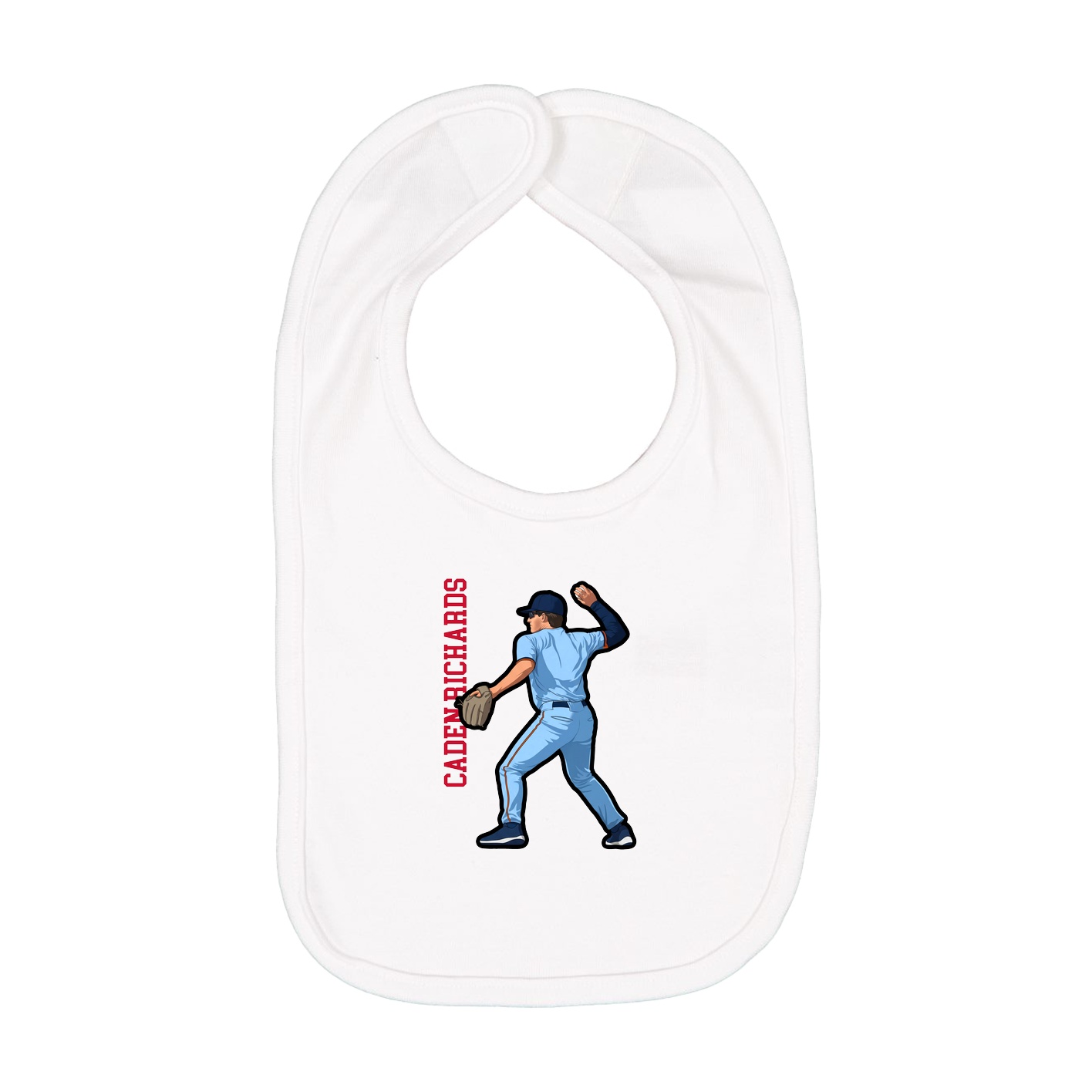 Infant Bib — Name Vertical in White