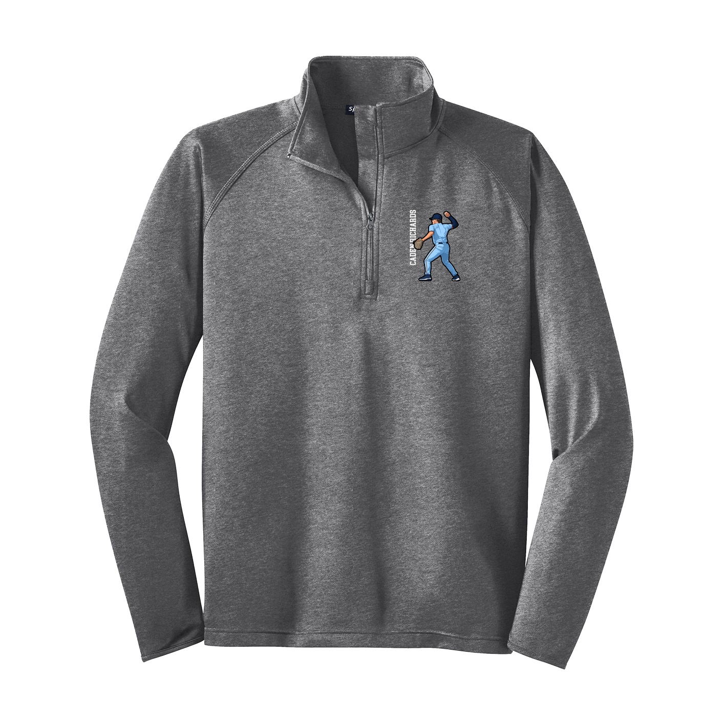 Q-Zip Pullover — Name Vertical in Grey