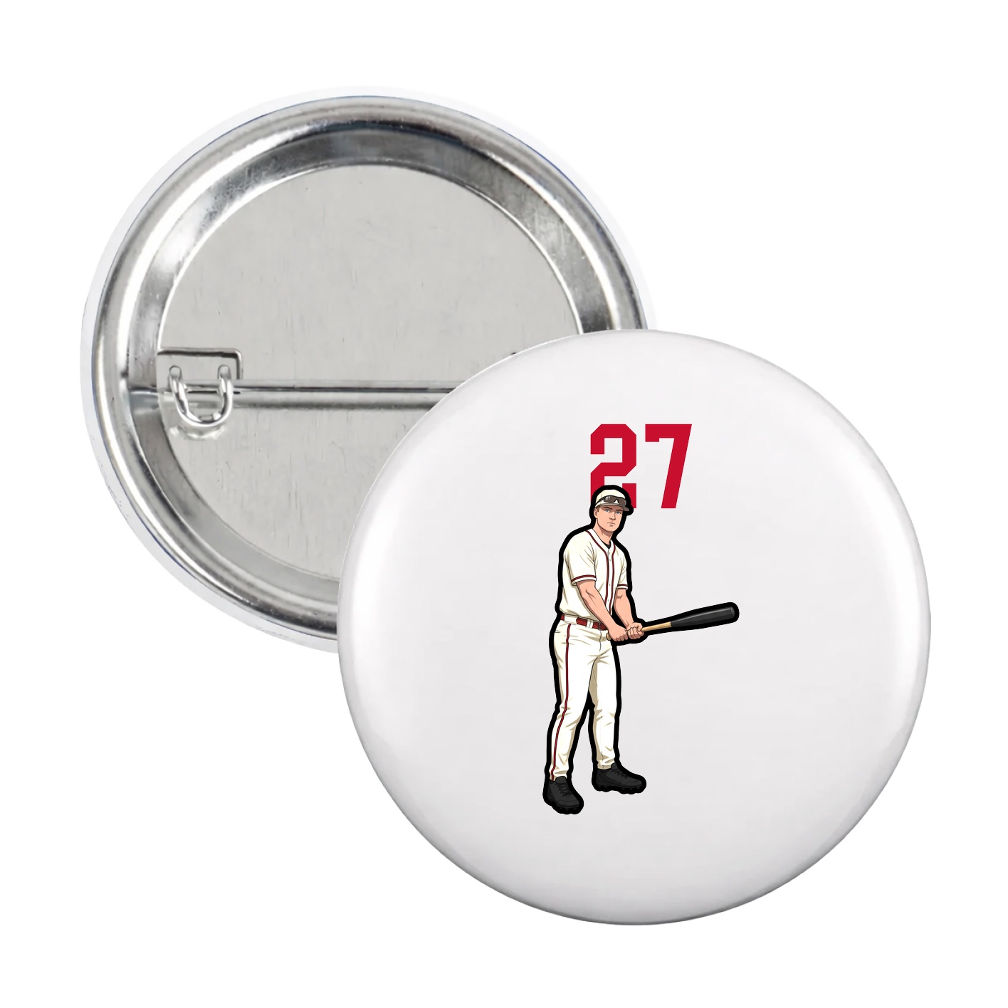 Game Day Button — Number Top in White