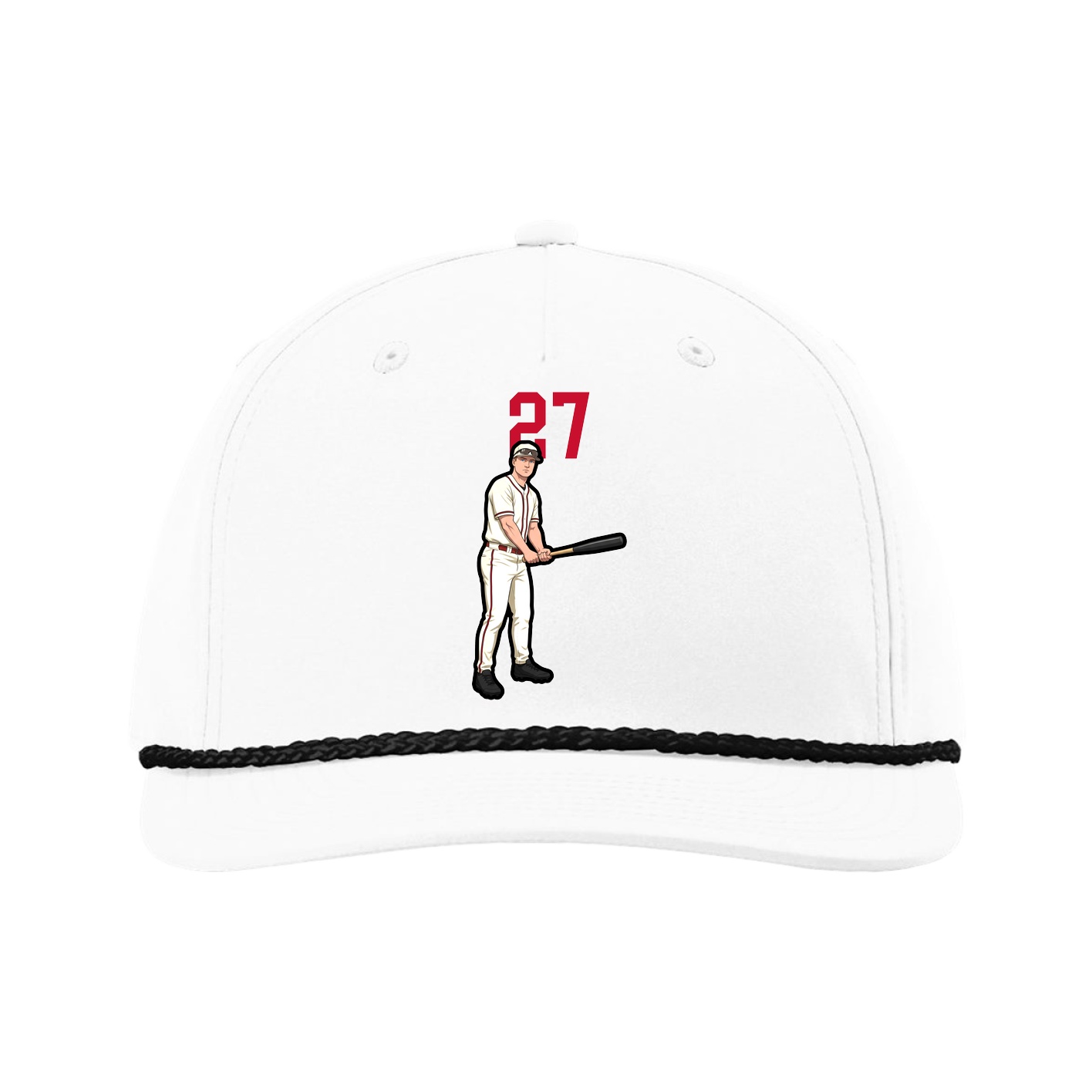 Five-Panel Classic Rope Cap — Number Top in White