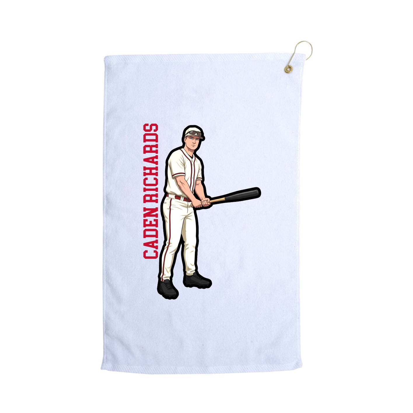 Golf Towel — Name Vertical in White