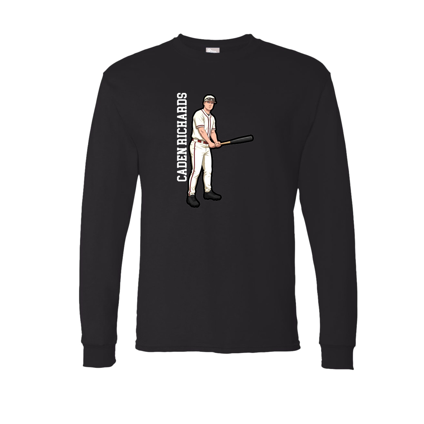 Long Sleeve Tee — Name Vertical in Black