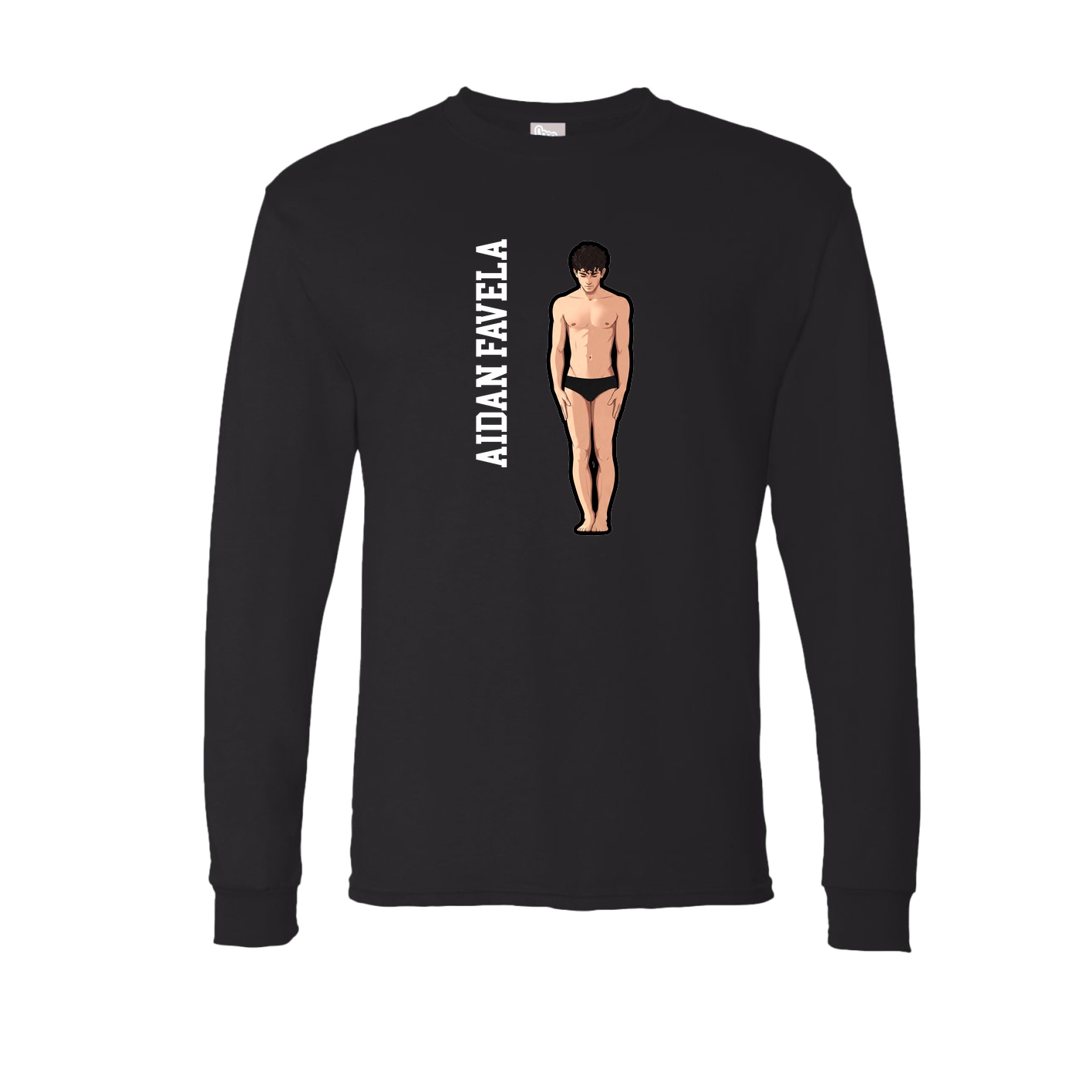 Long Sleeve Tee — Name Vertical in Black