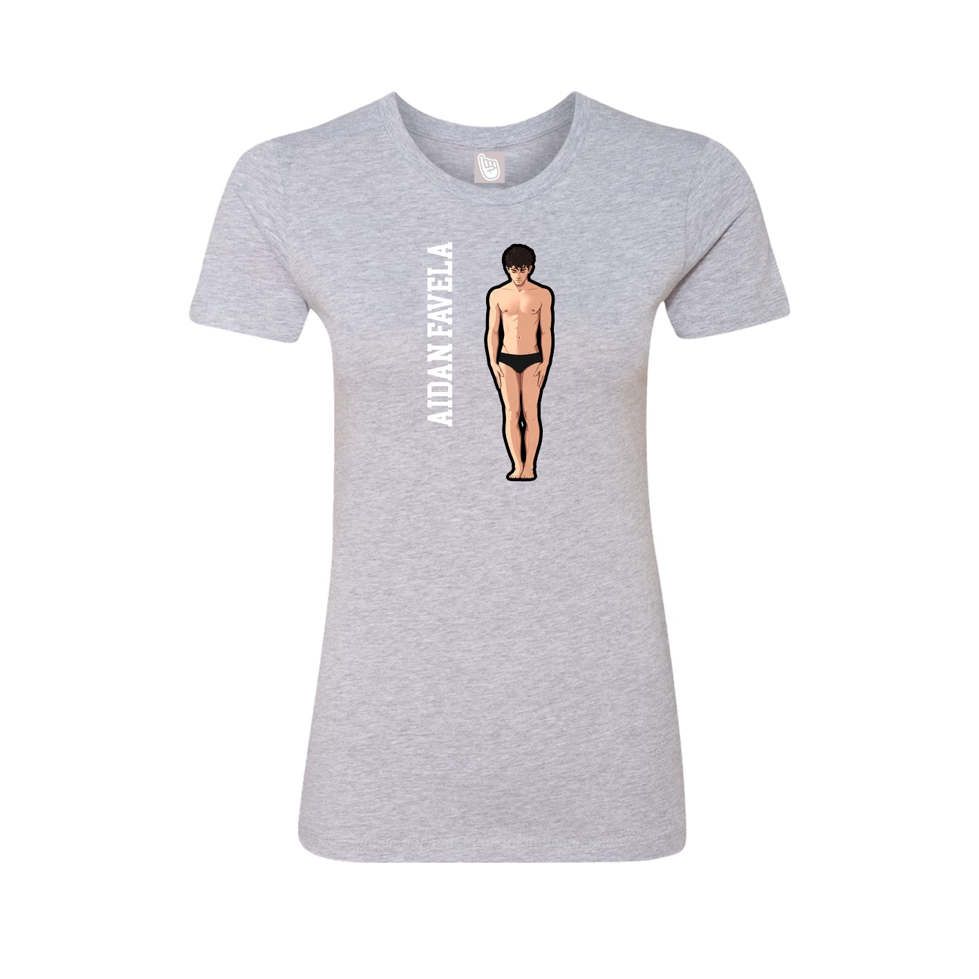 Womens Tee — Name Vertical in Grey