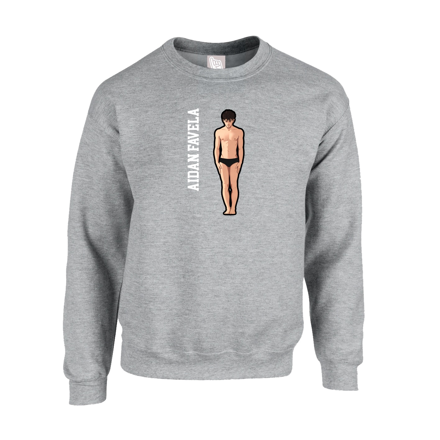 Fleece Crew — Name Vertical in Grey