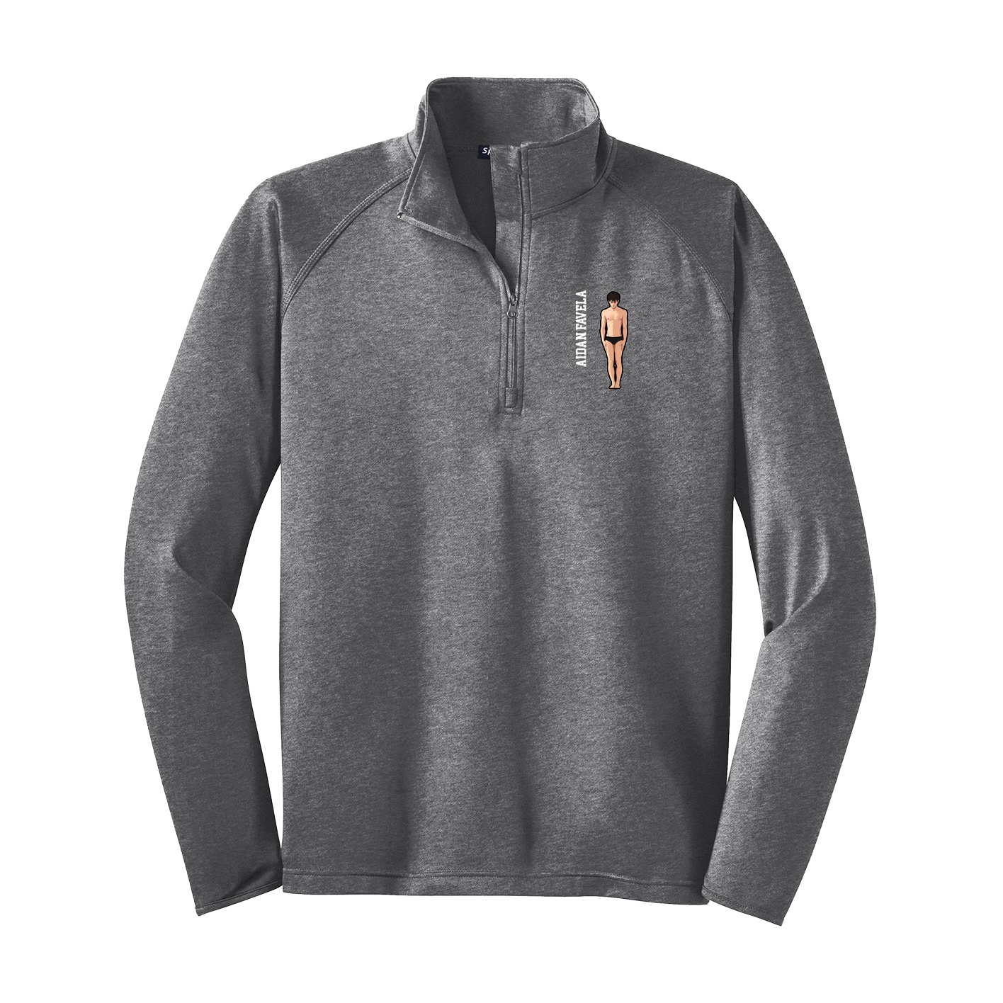 Q-Zip Pullover — Name Vertical in Grey