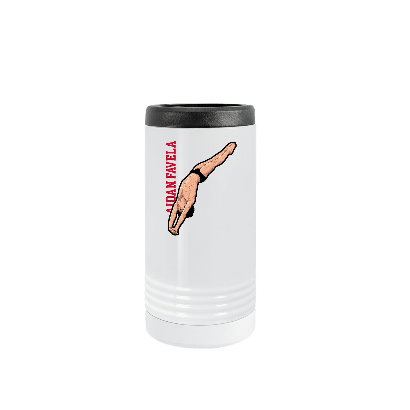Slim Beverage Holder — Name Vertical in White