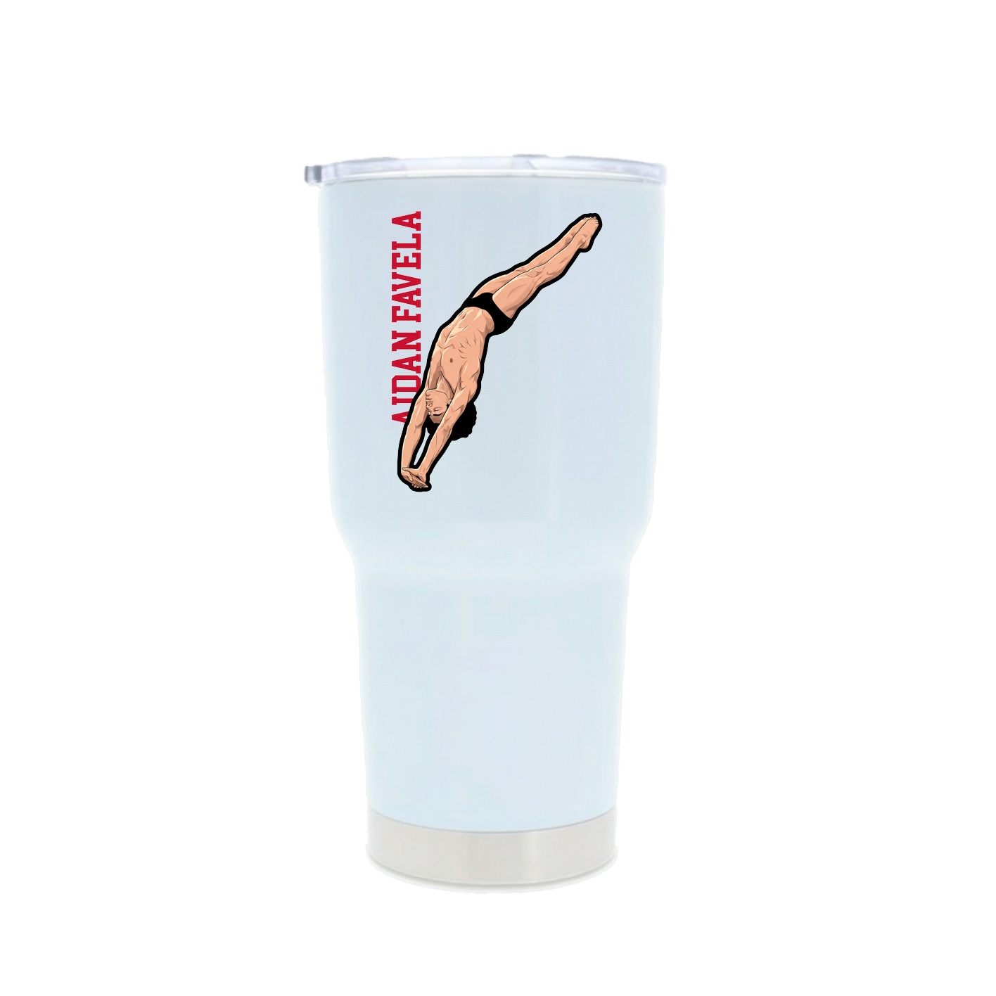 30oz Stainless Steel Tumbler — Name Vertical in White