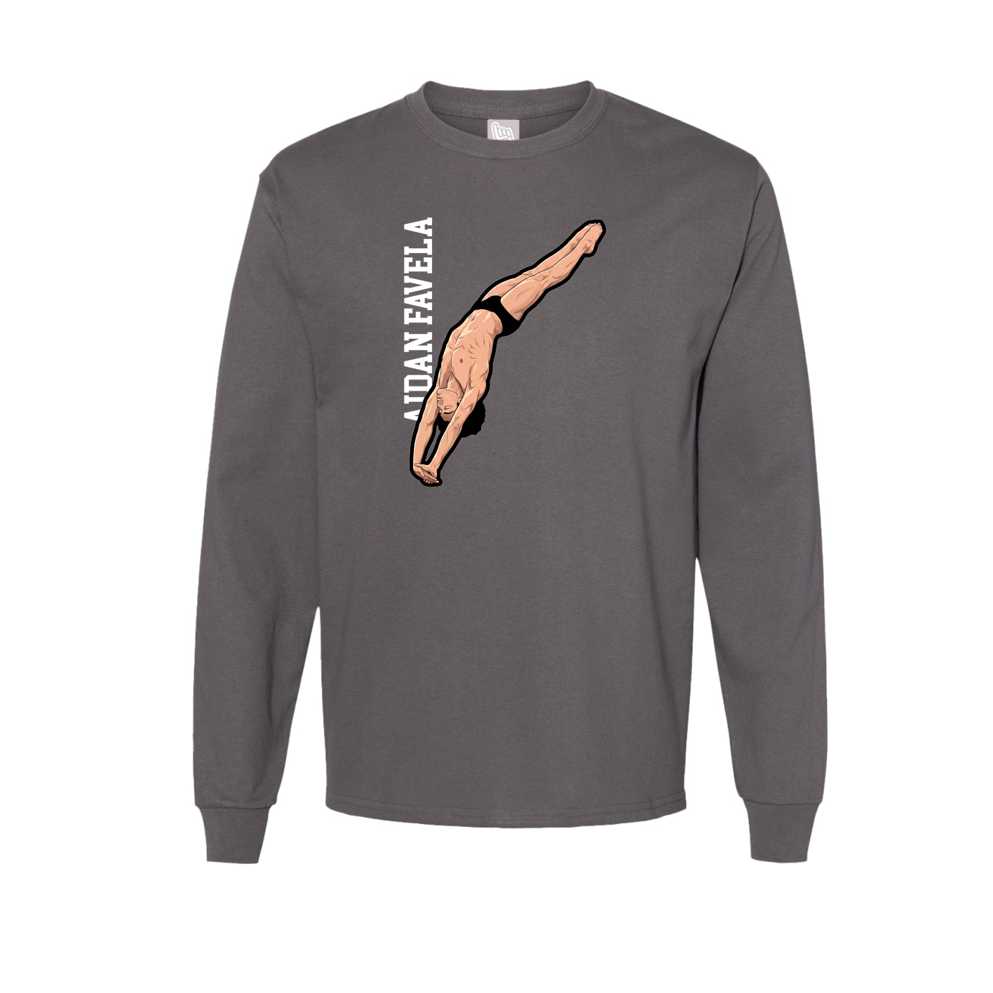 Long Sleeve Tee — Name Vertical in Grey