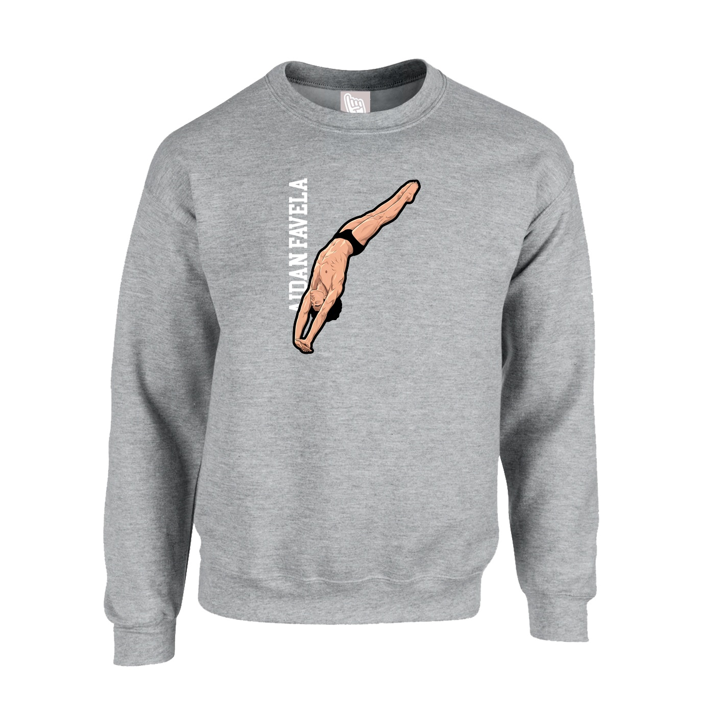 Fleece Crew — Name Vertical in Grey
