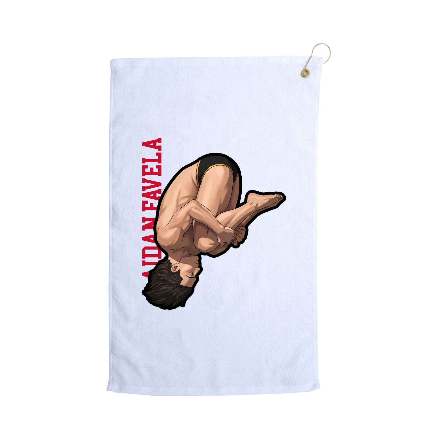 Golf Towel — Name Vertical in White