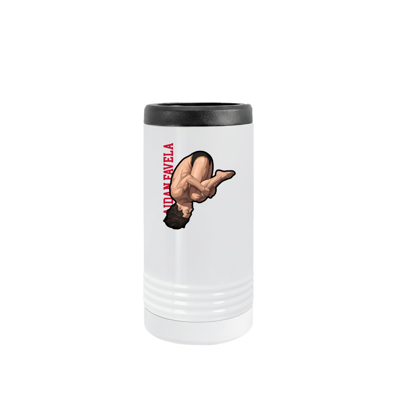 Slim Beverage Holder — Name Vertical in White
