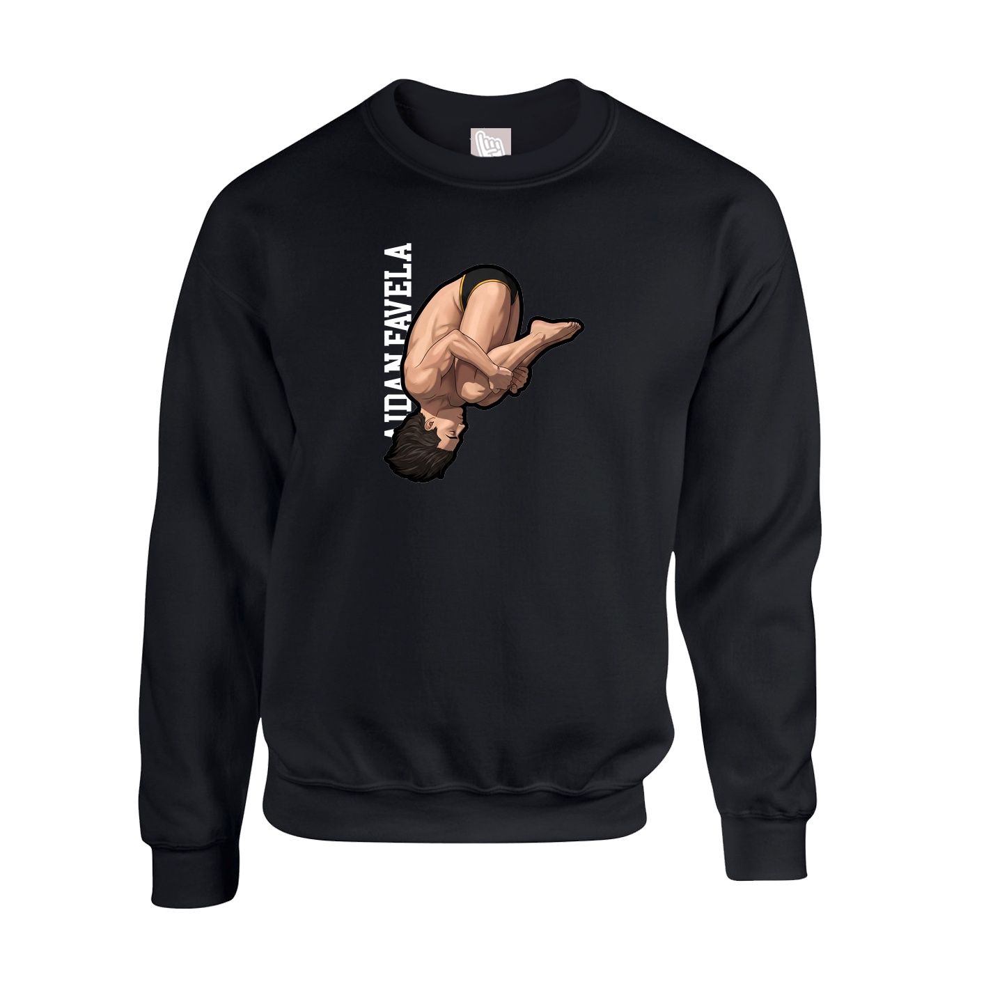 Fleece Crew — Name Vertical in Black