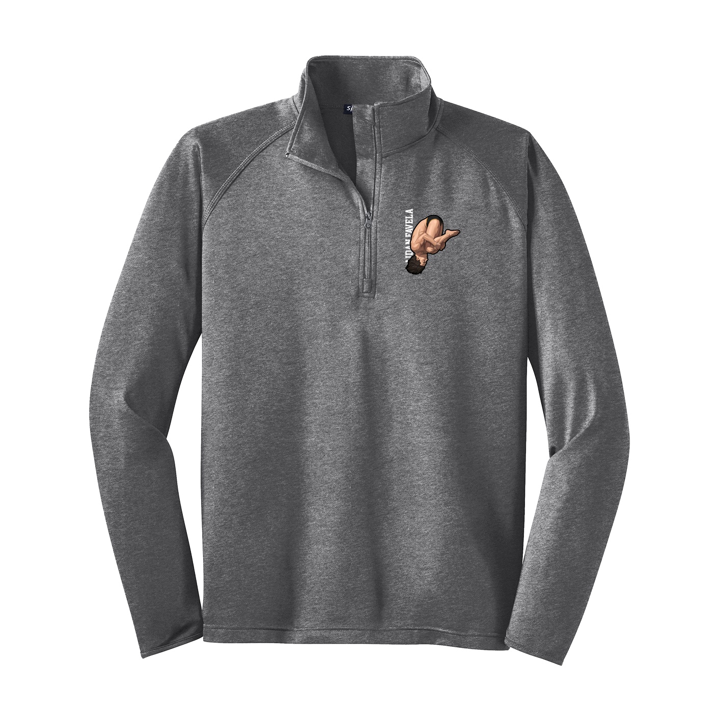 Q-Zip Pullover — Name Vertical in Grey