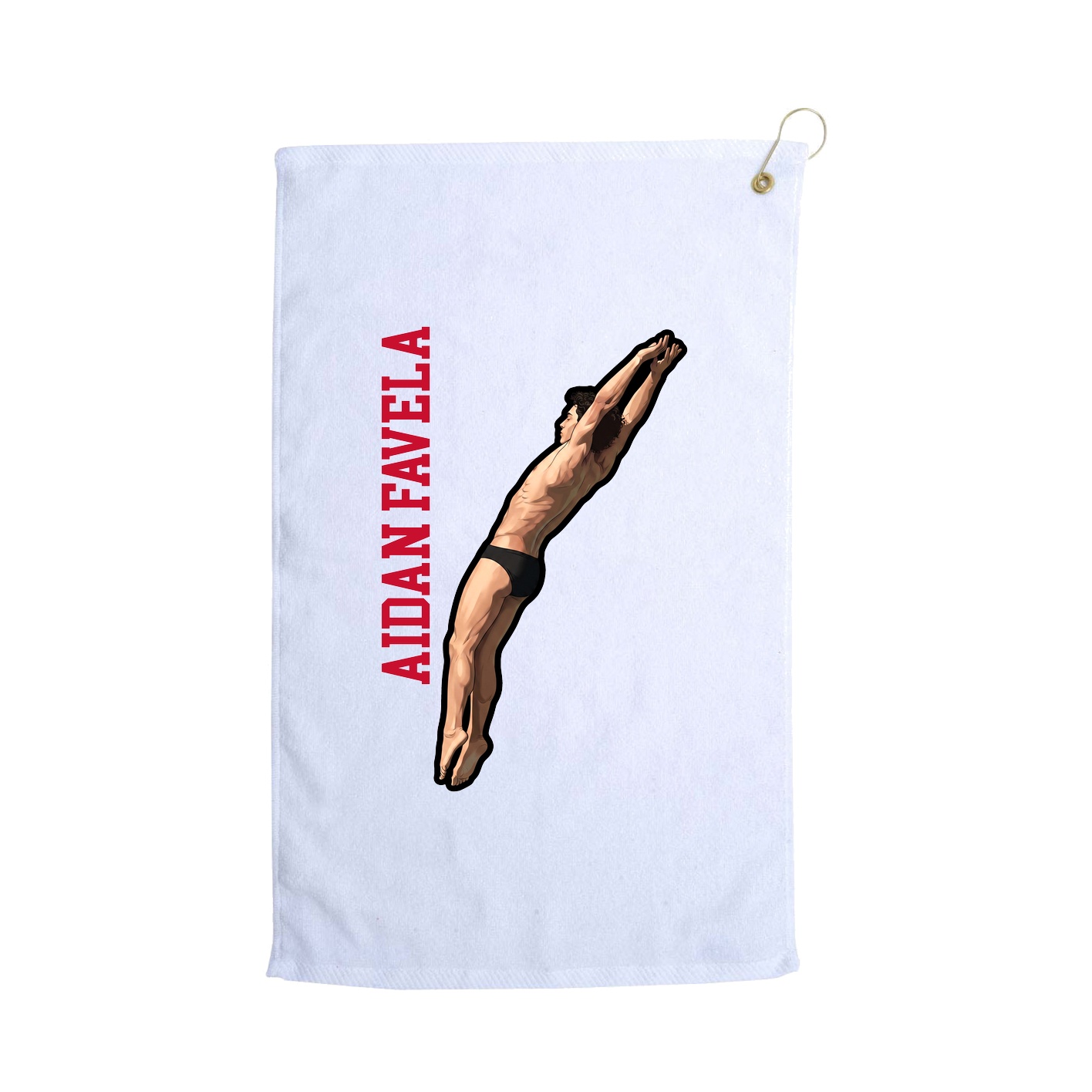 Golf Towel — Name Vertical in White