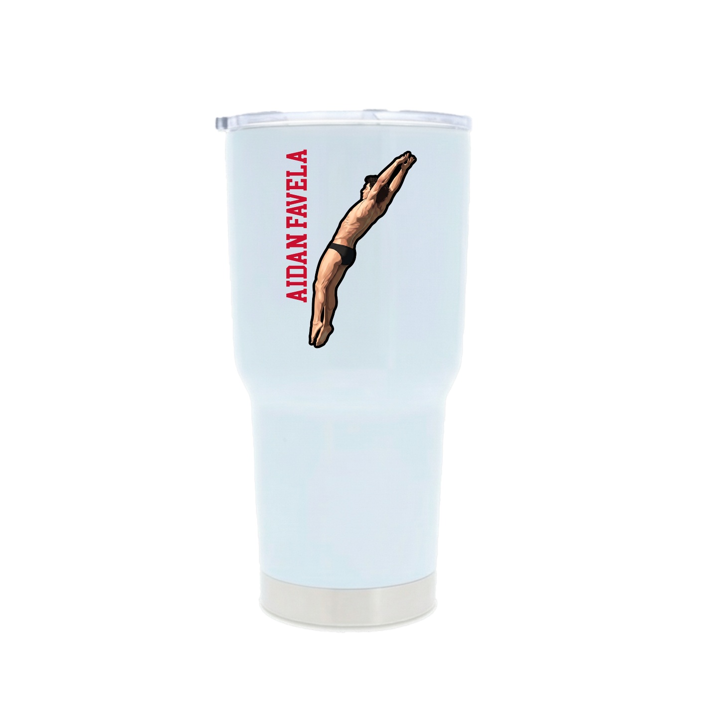 30oz Stainless Steel Tumbler — Name Vertical in White